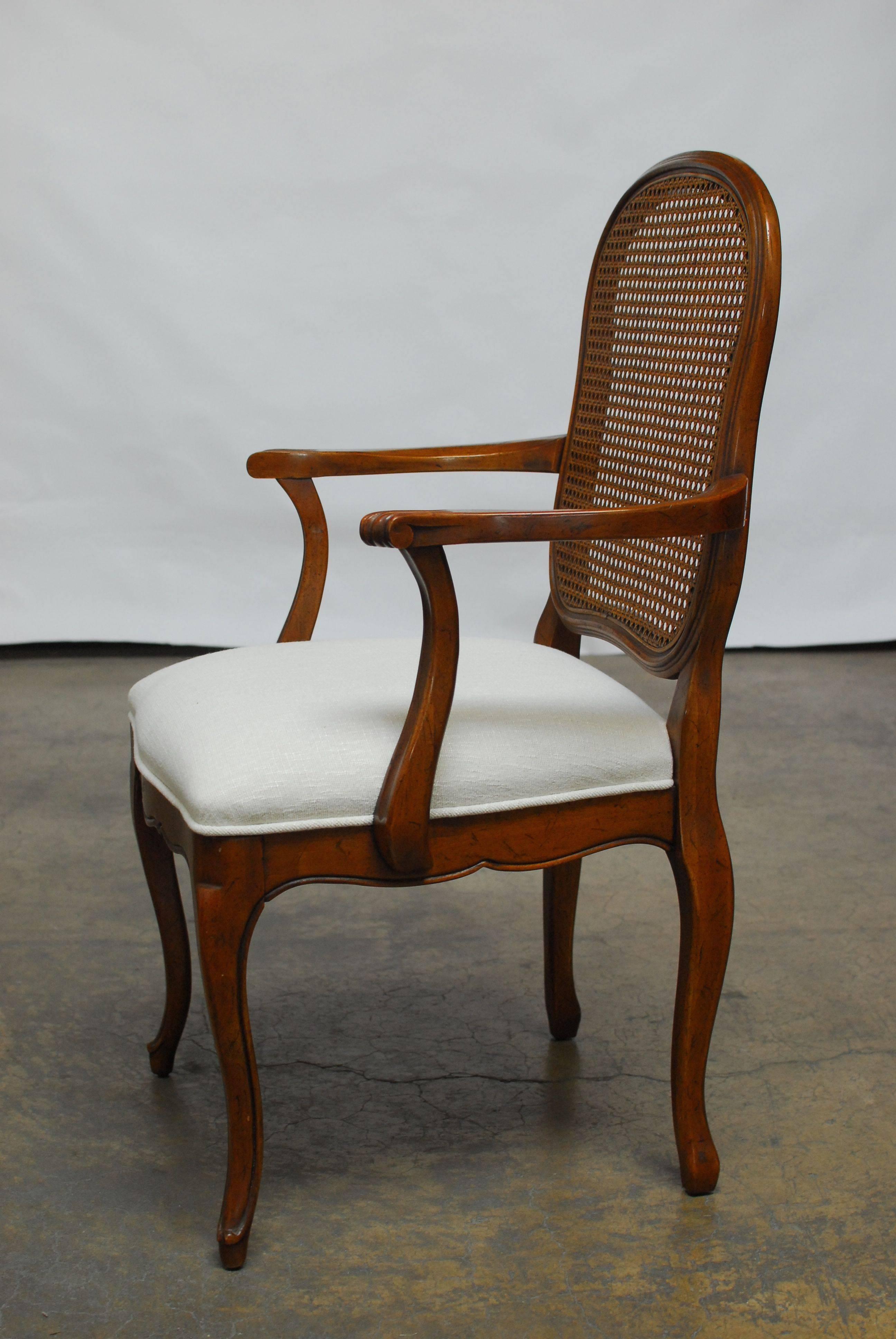 Set of Eight French Louis XV Style Cane Dining Chairs In Excellent Condition In Rio Vista, CA