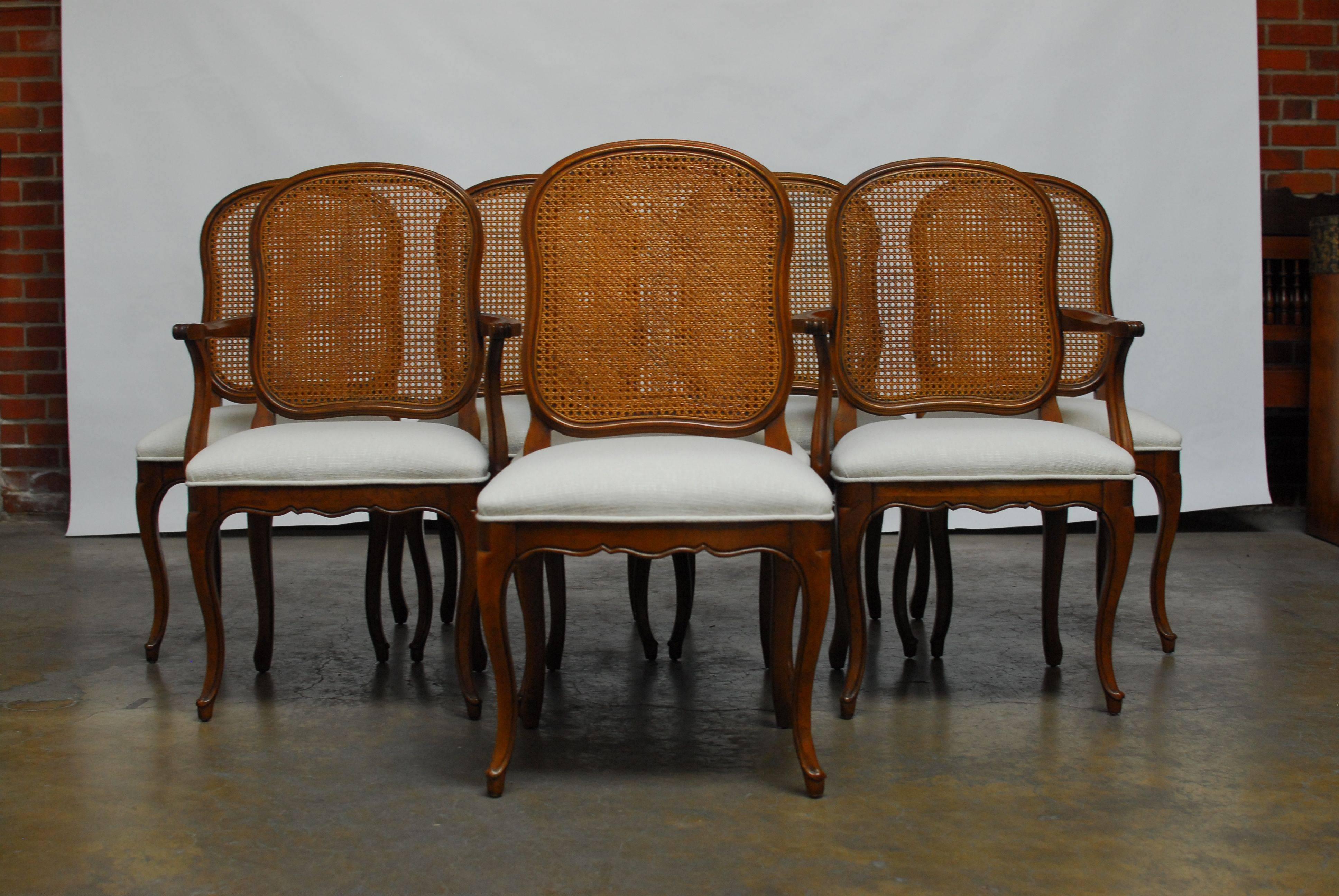Set of Eight French Louis XV Style Cane Dining Chairs 5
