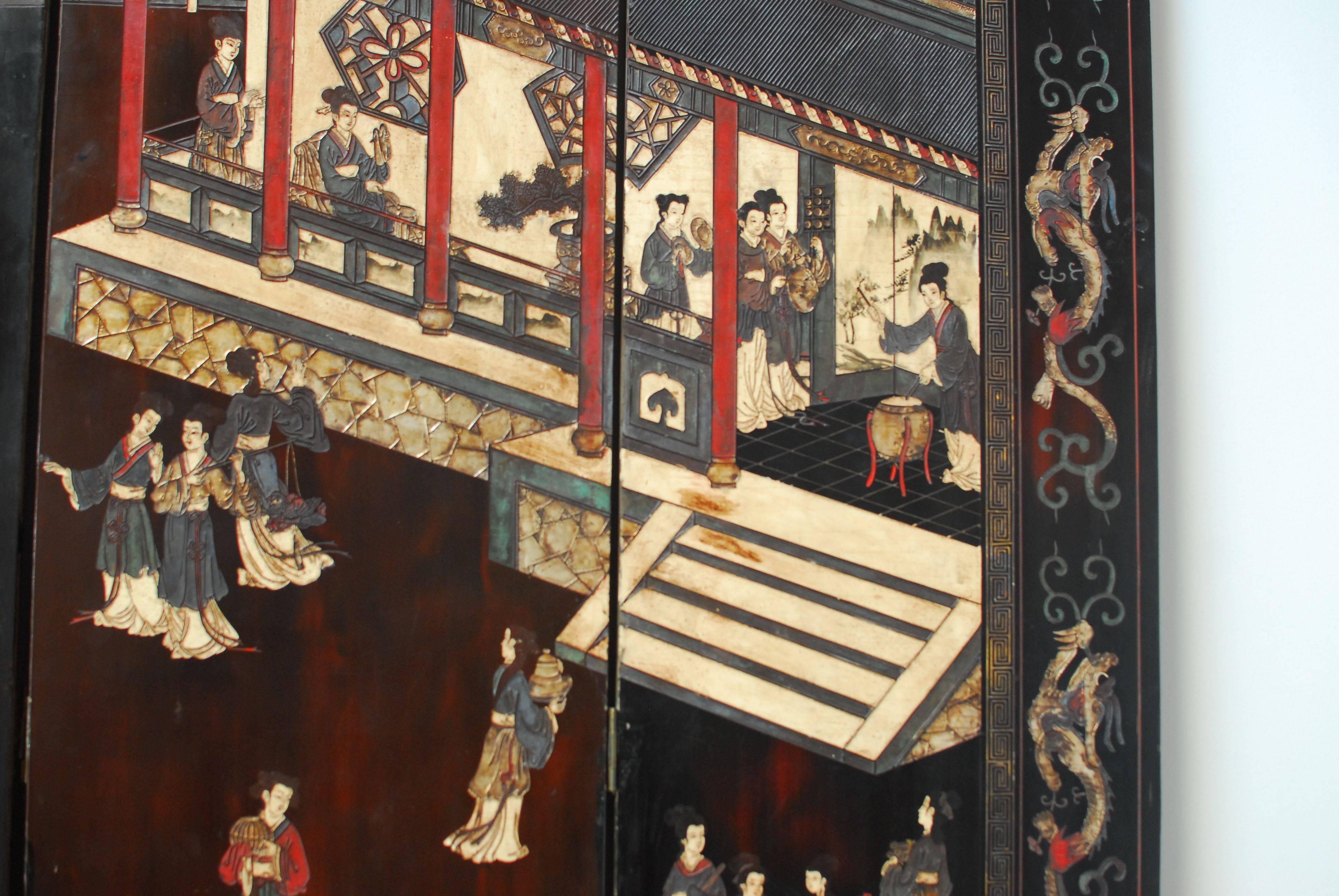 Qing Chinese Eight-Panel Coromandel Screen