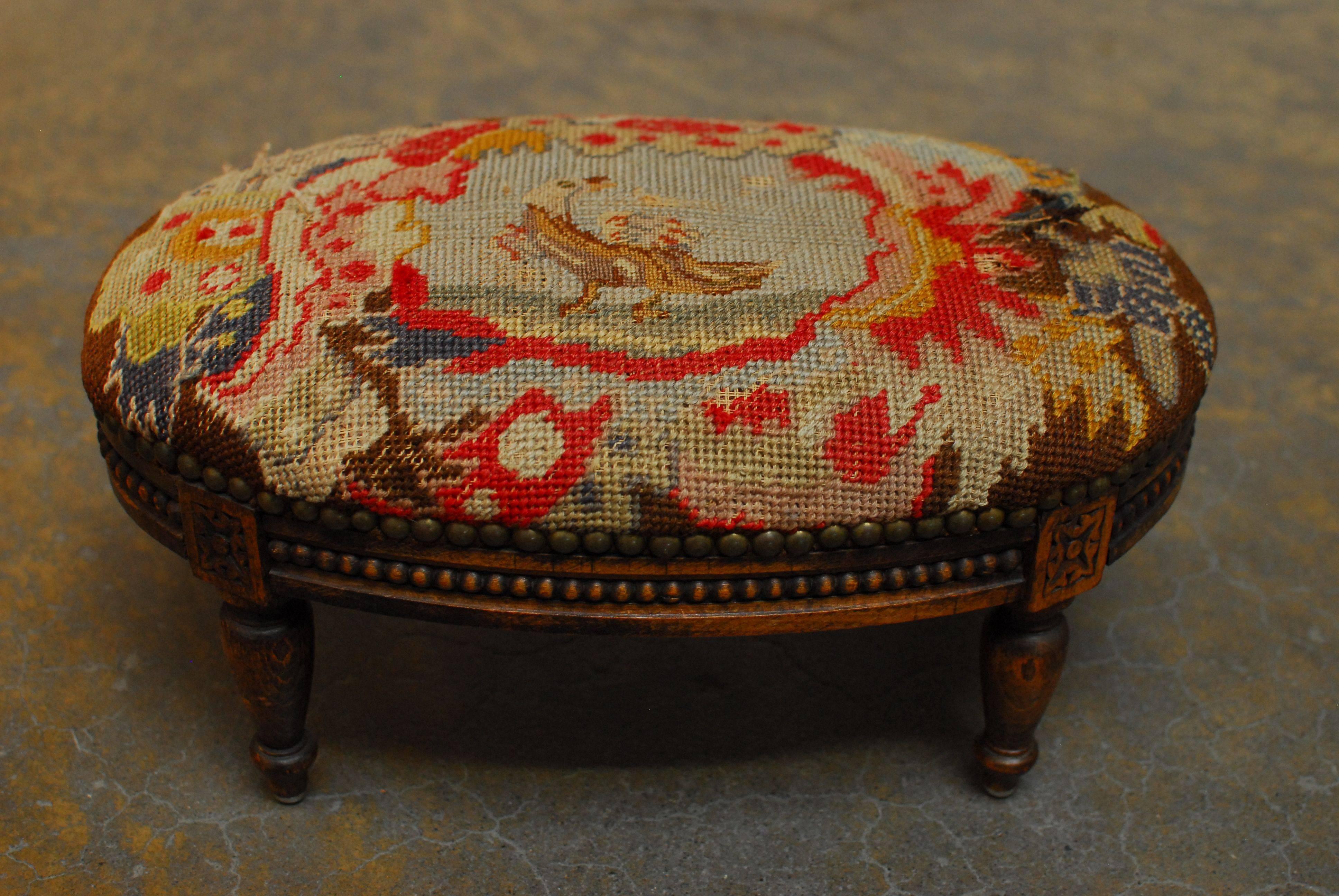 French Petite Louis XVI Oval Footstool