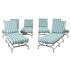 Set of Six Formations Neoclassical Style Iron Estate Chaise Lounges