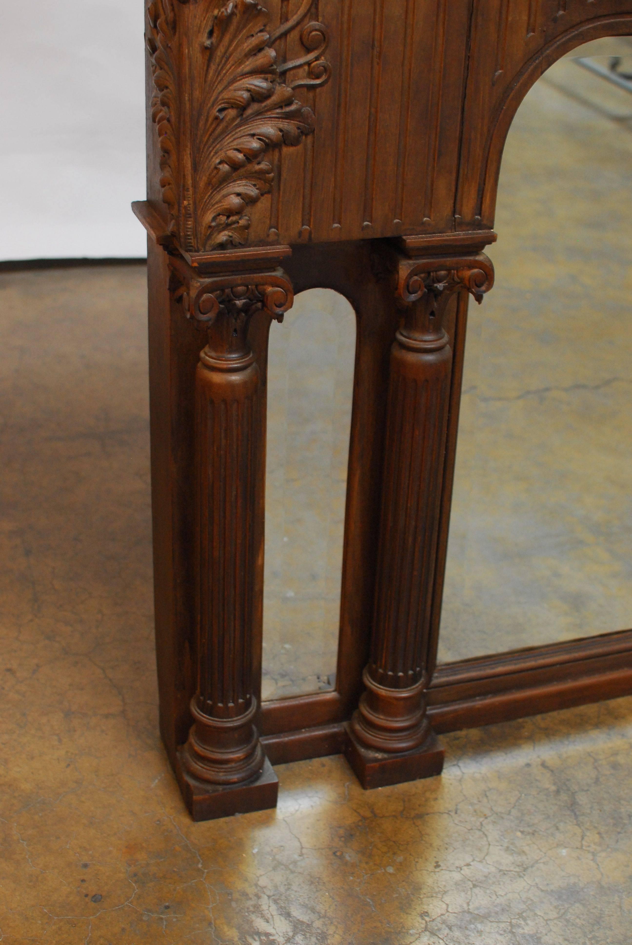 Victorian 19th Century Neoclassical Carved Overmantel Mirror
