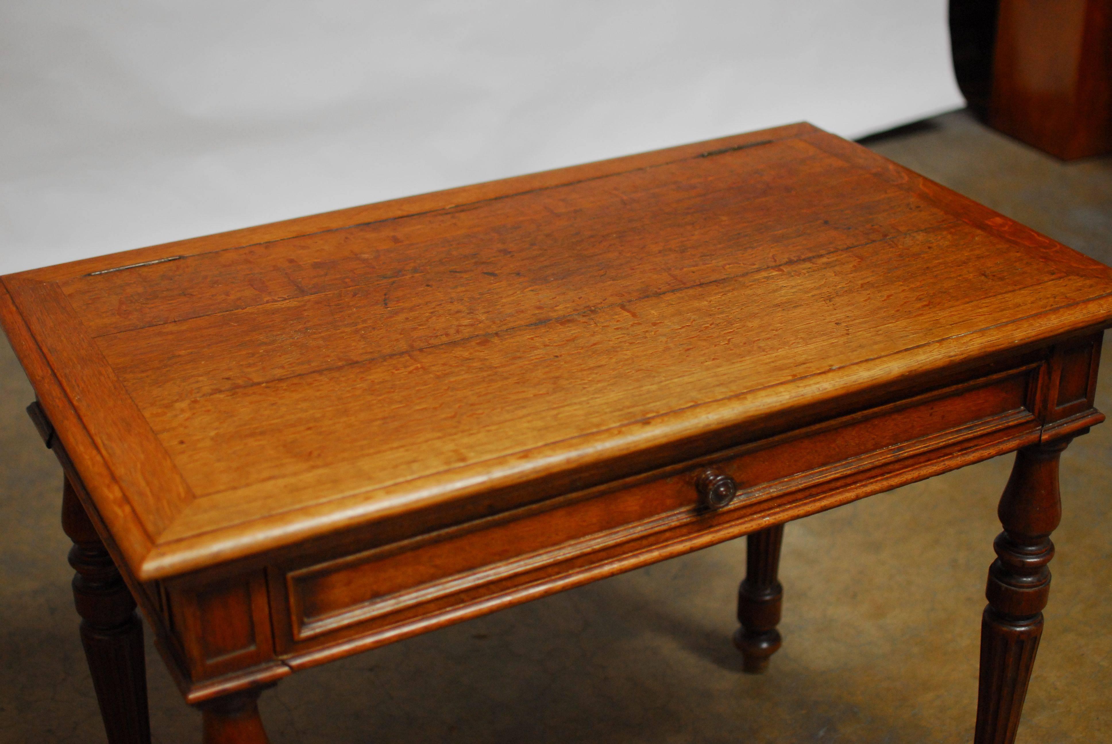 Wood 19th Century English Desk with Folding Privacy Walls