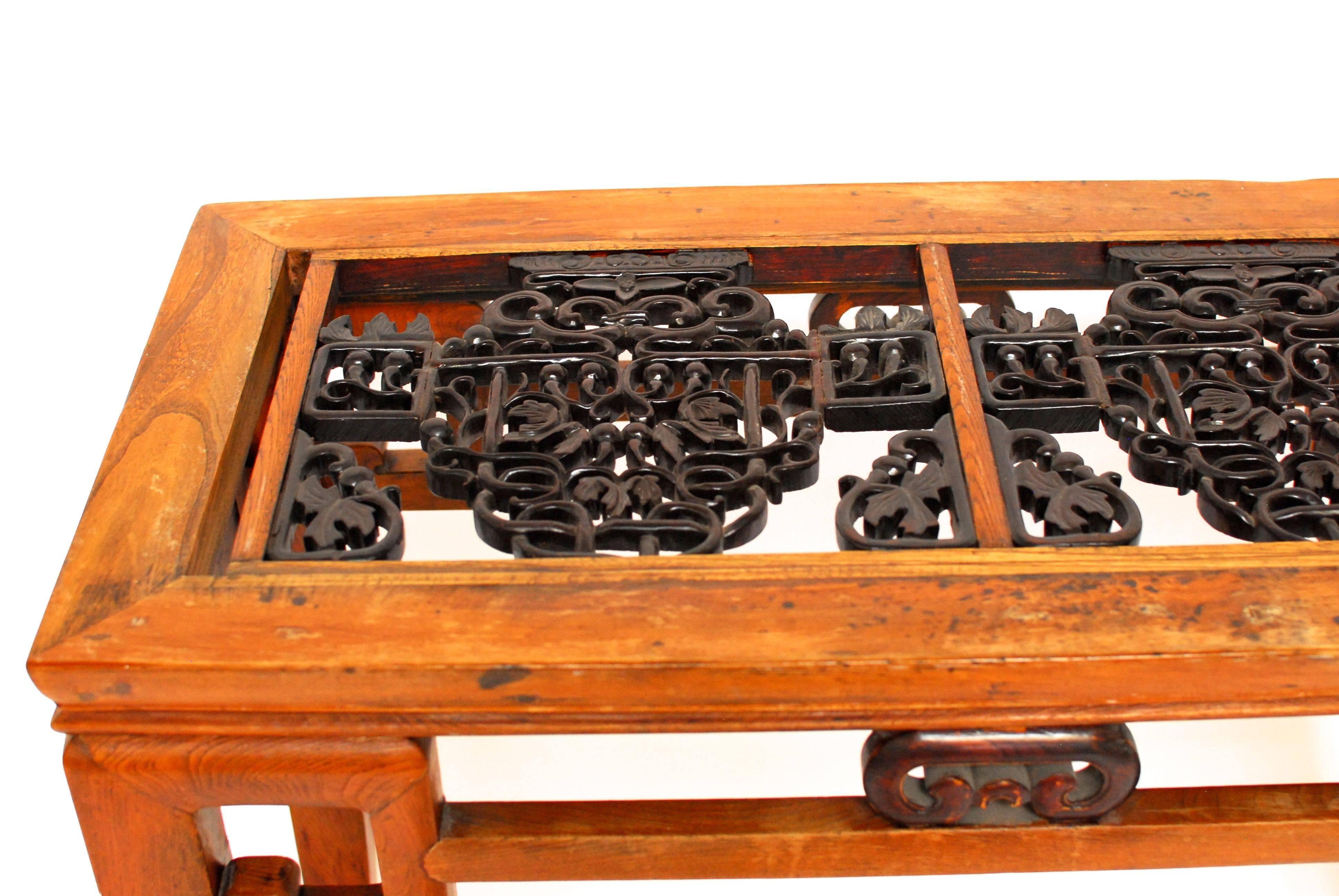 19th Century Chinese Carved Greek Key Table