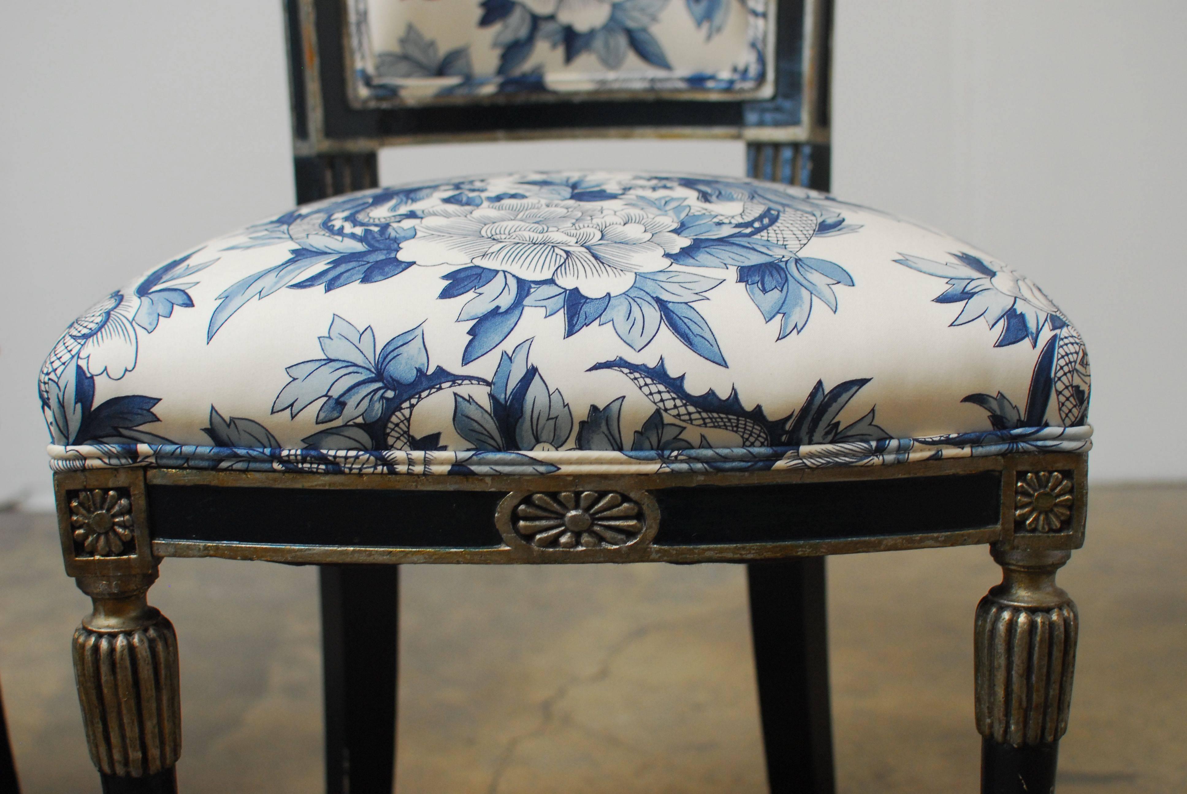 French Directoire Style Chairs with Chinoiserie Dragon Upholstery 4