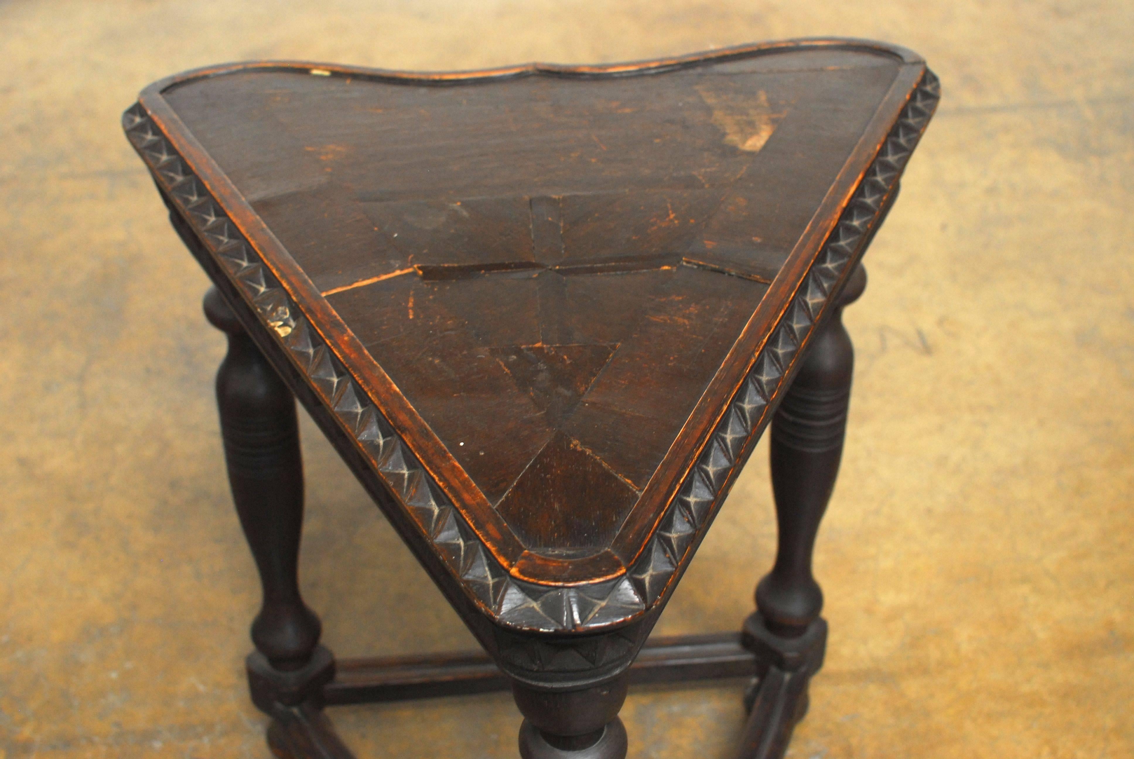 Gothic Triangular Table with a Heart-Shaped Top