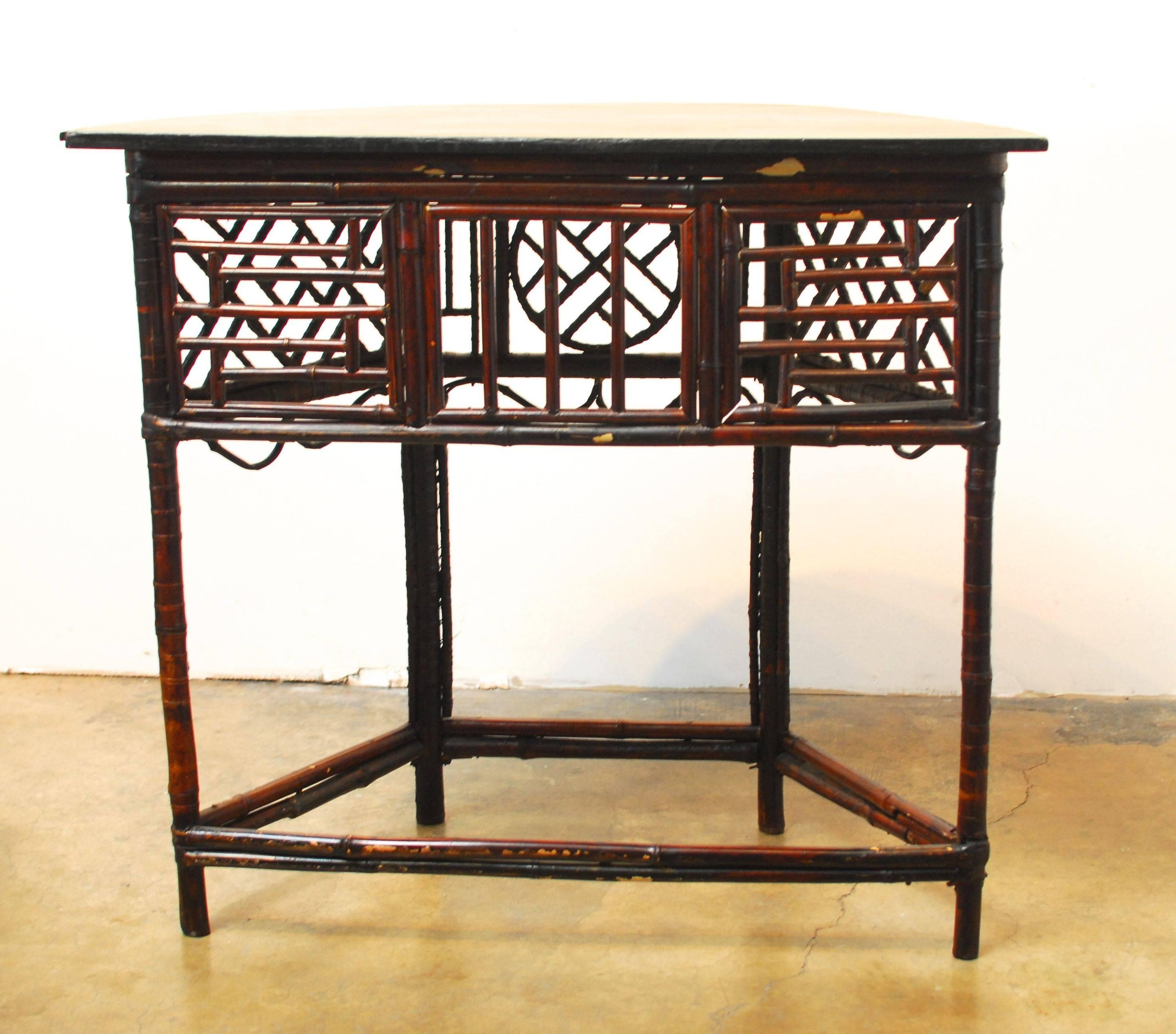 Chinese Bamboo Demilune Table 2