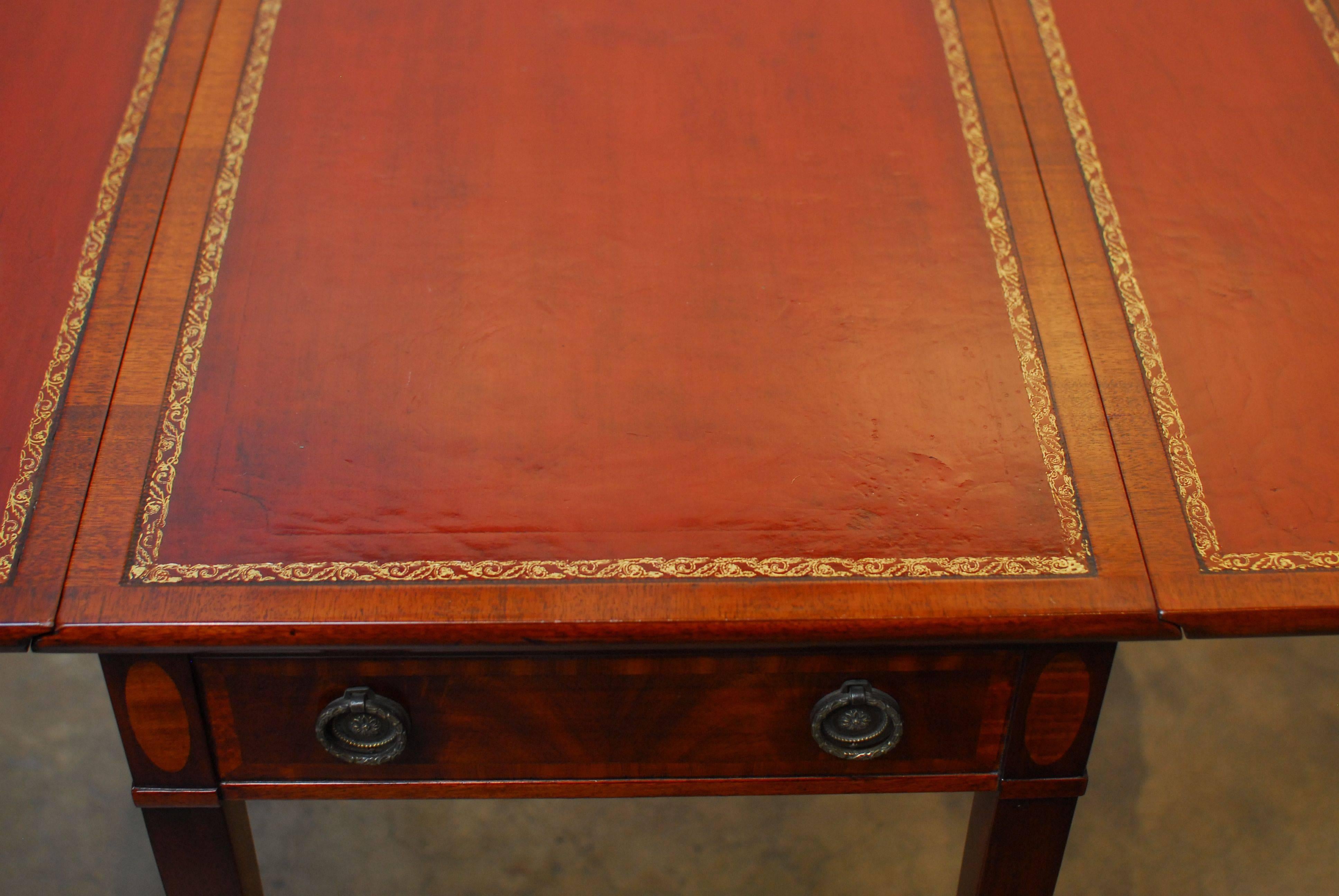 19th Century George III Mahogany and Leather Pembroke Table