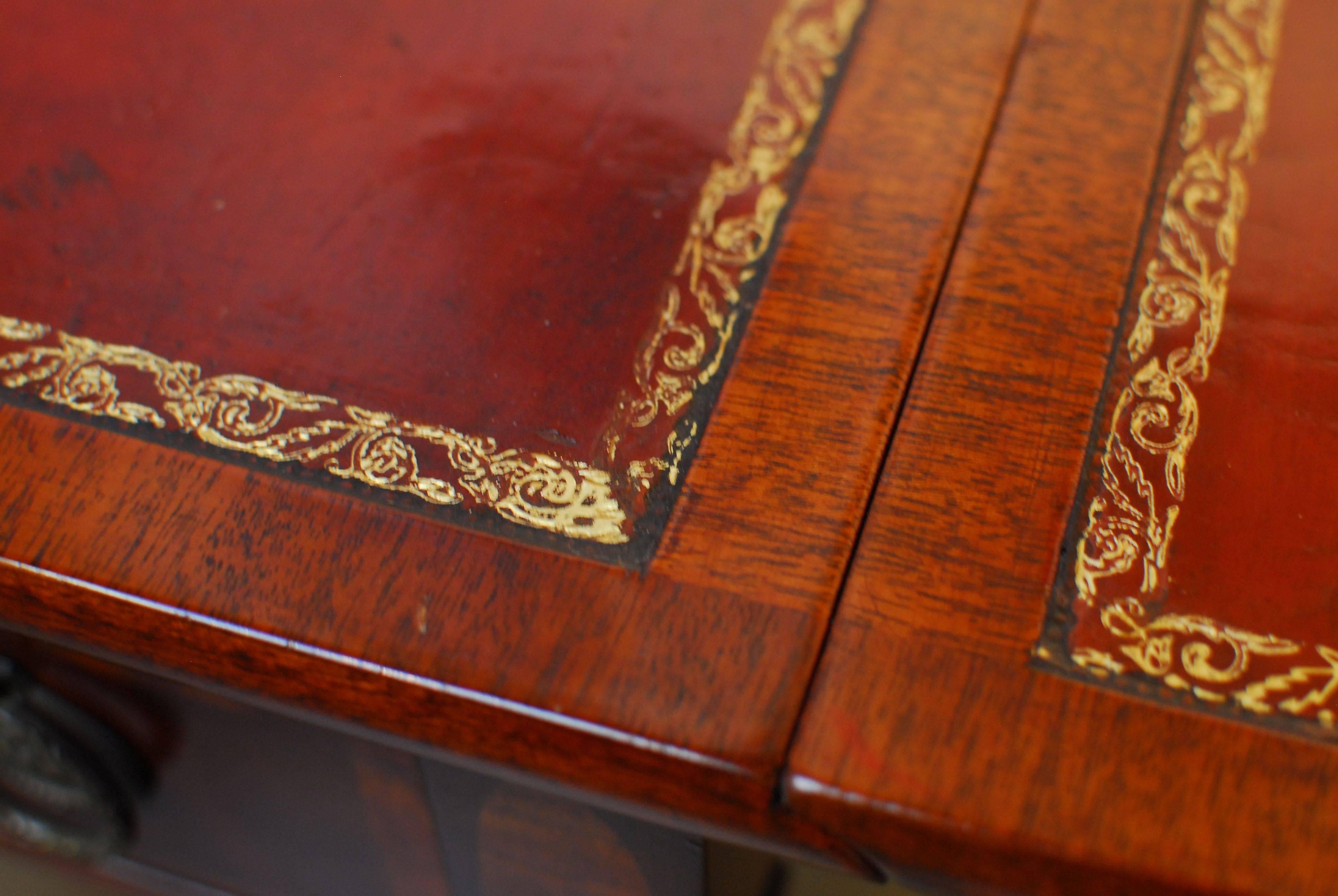 Brass George III Mahogany and Leather Pembroke Table