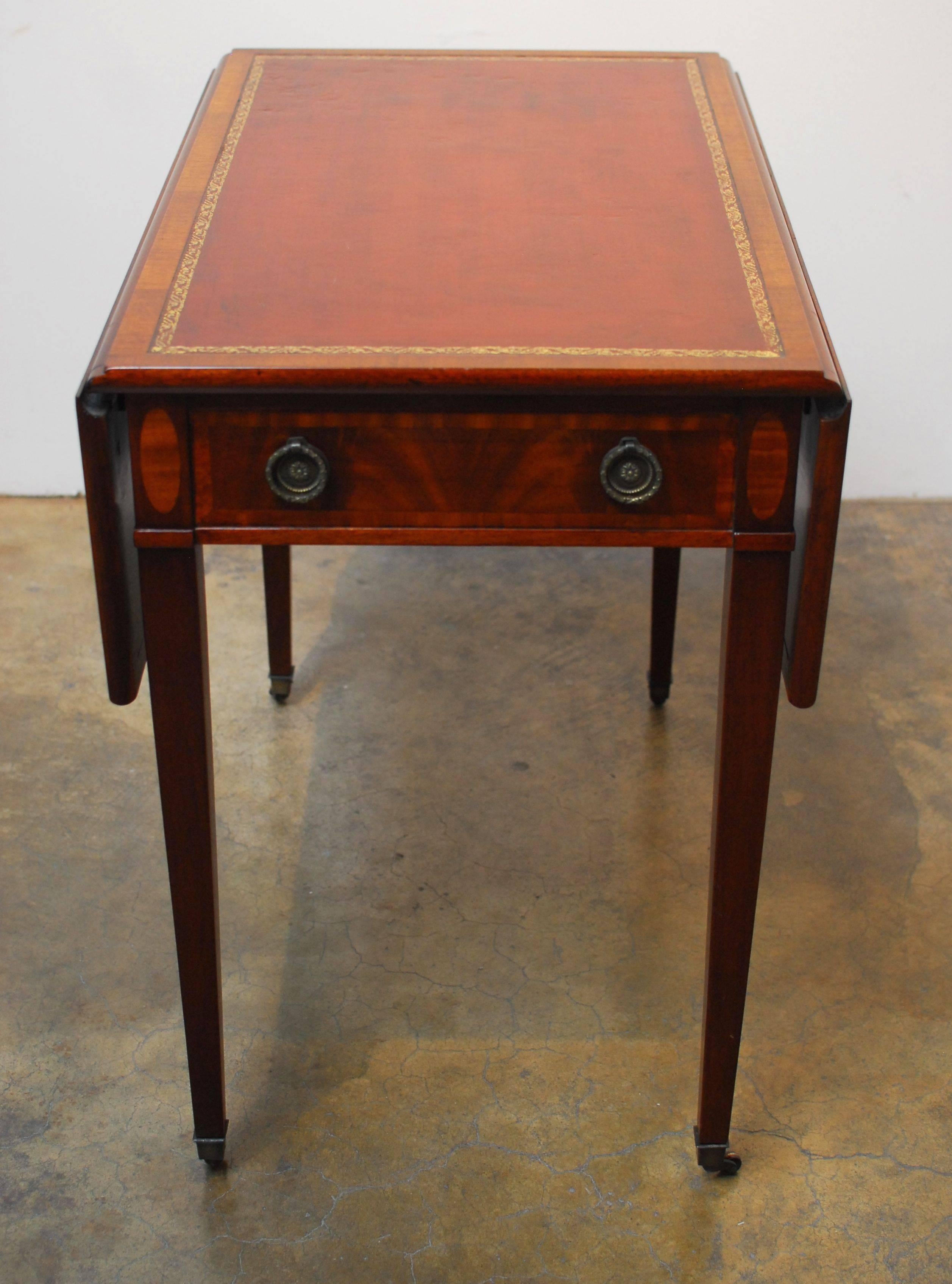 George III Mahogany and Leather Pembroke Table 1