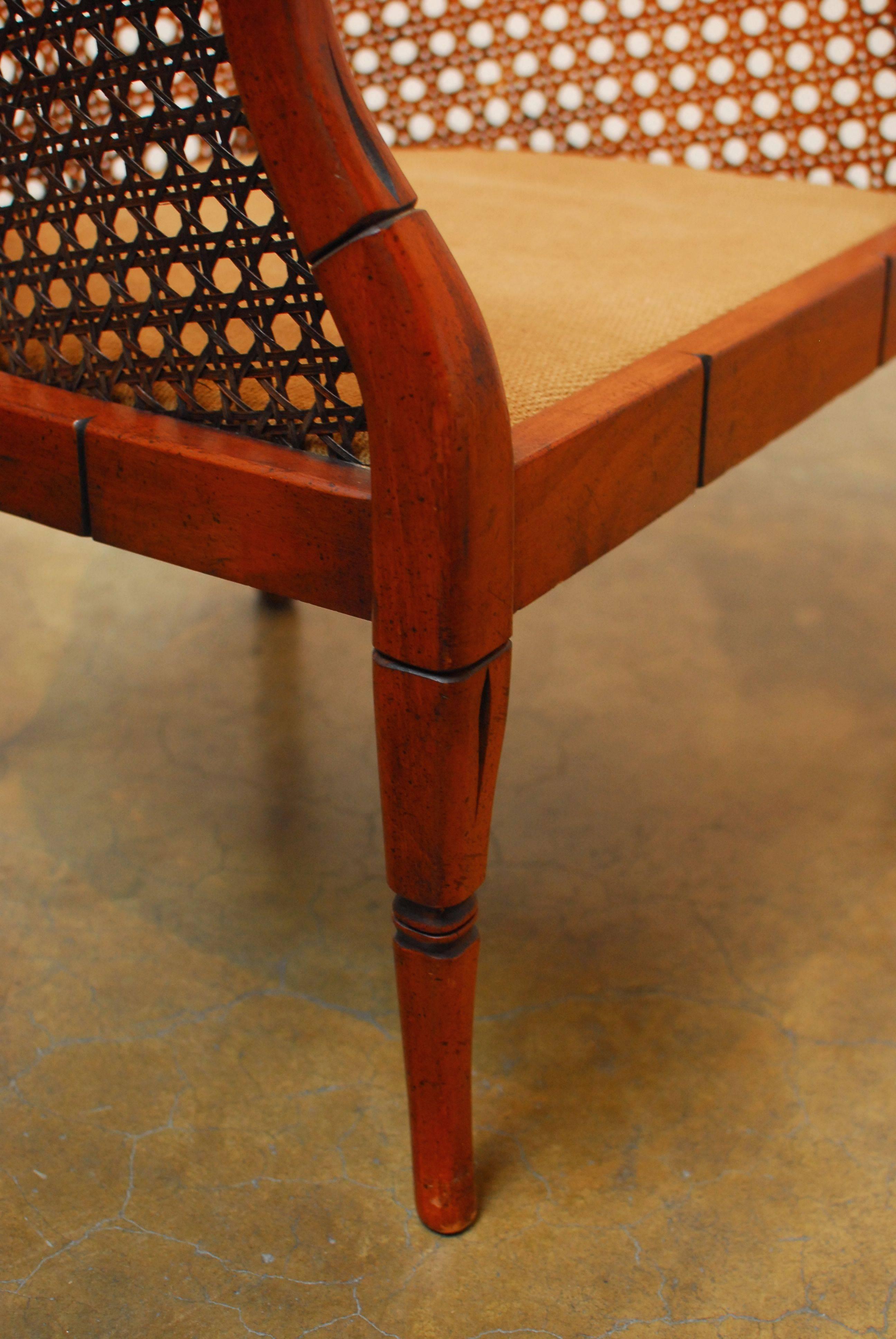 Midcentury Bamboo Cane Barrel Chair For Sale at 1stDibs cane back