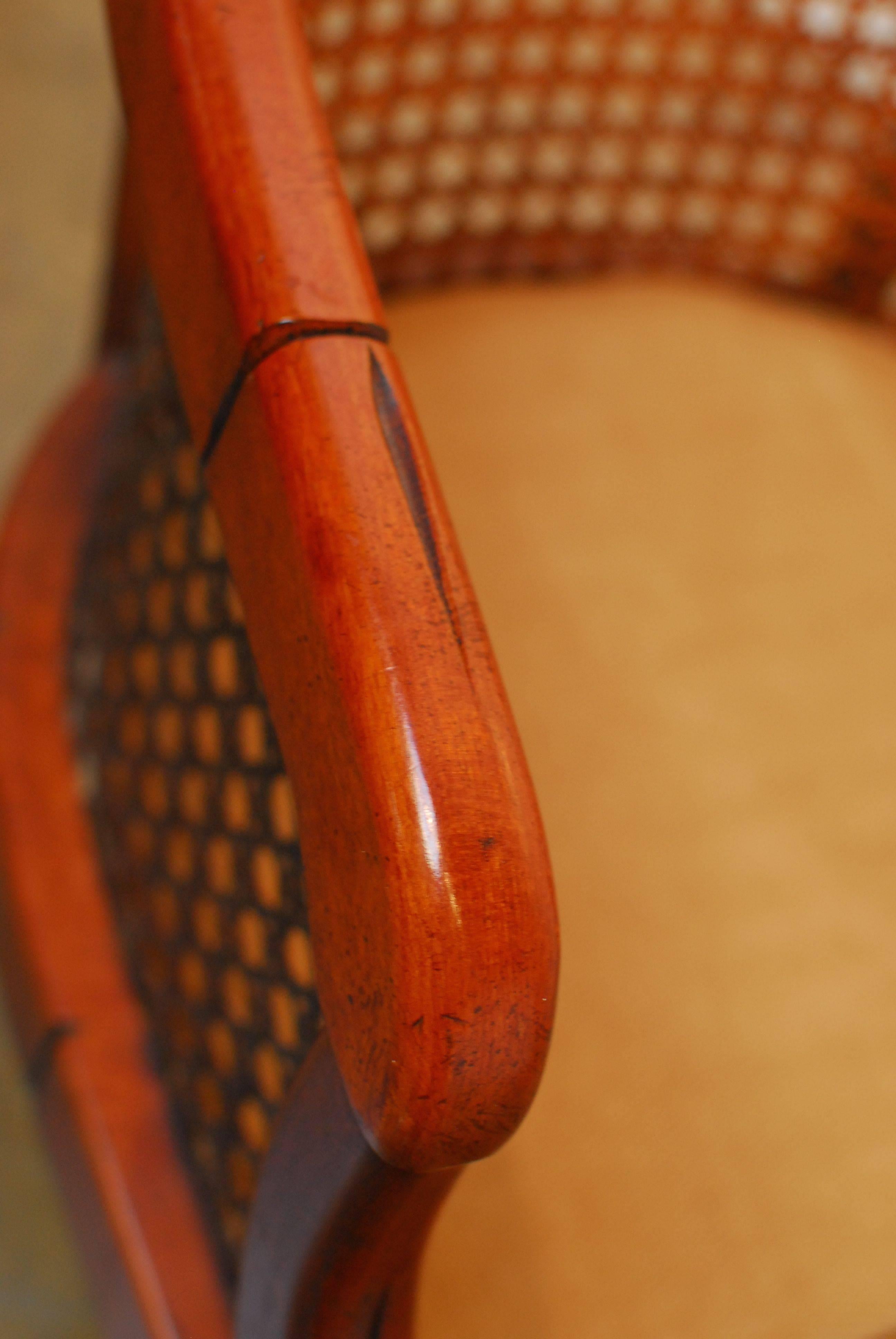 Midcentury Bamboo Cane Barrel Chair For Sale at 1stDibs cane back