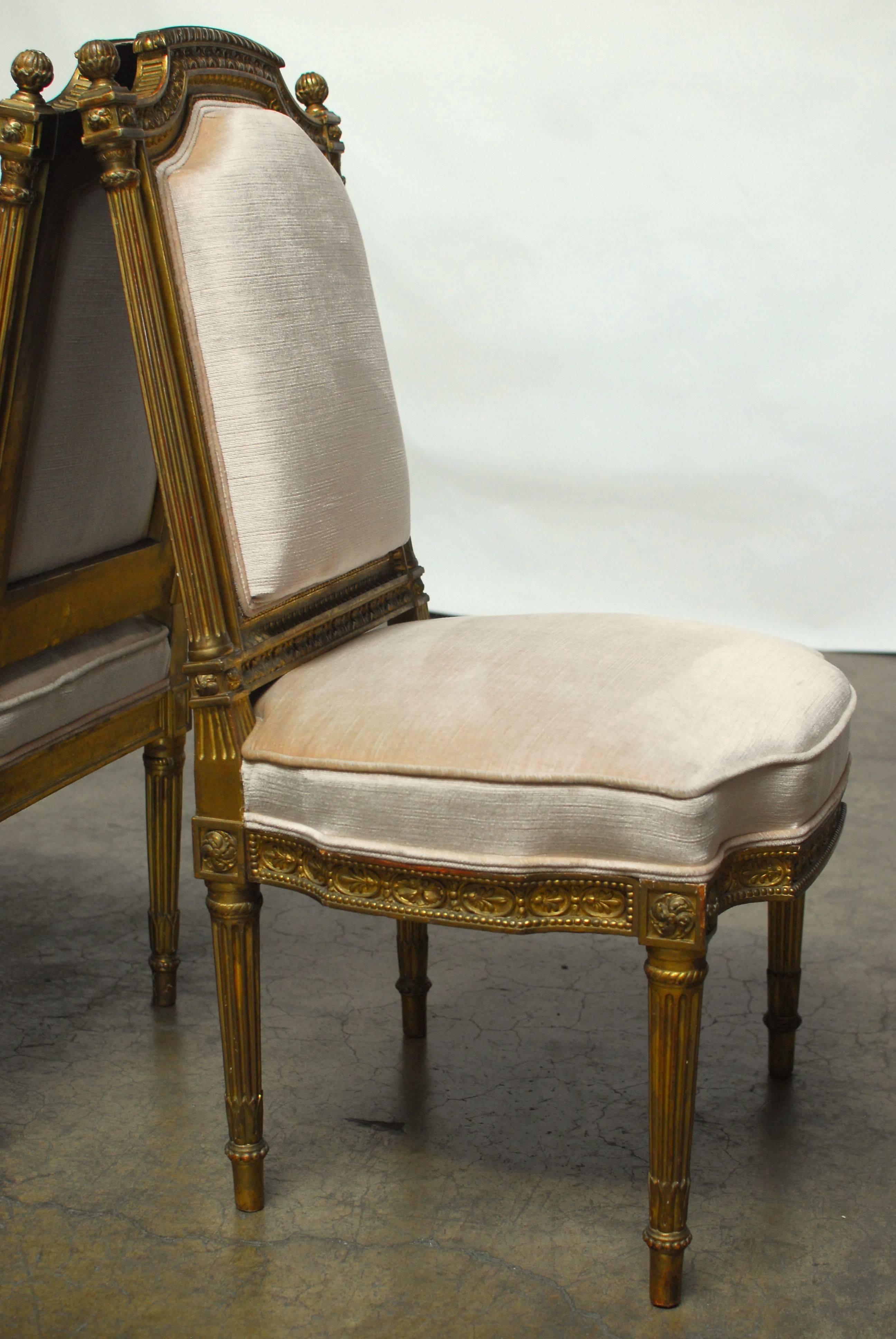 19th Century Louis XVI Giltwood Hall Chairs 2