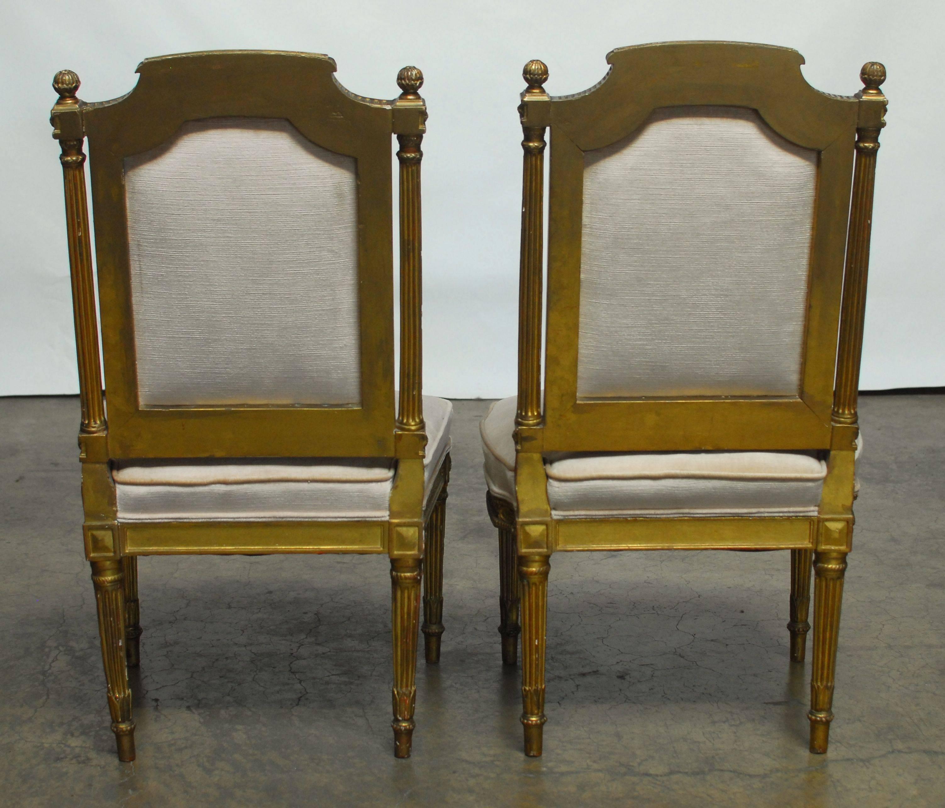 Wood 19th Century Louis XVI Giltwood Hall Chairs