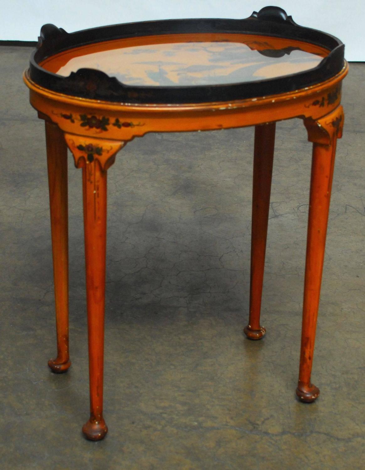 Queen Anne Style Chinoiserie Tea Table image 2