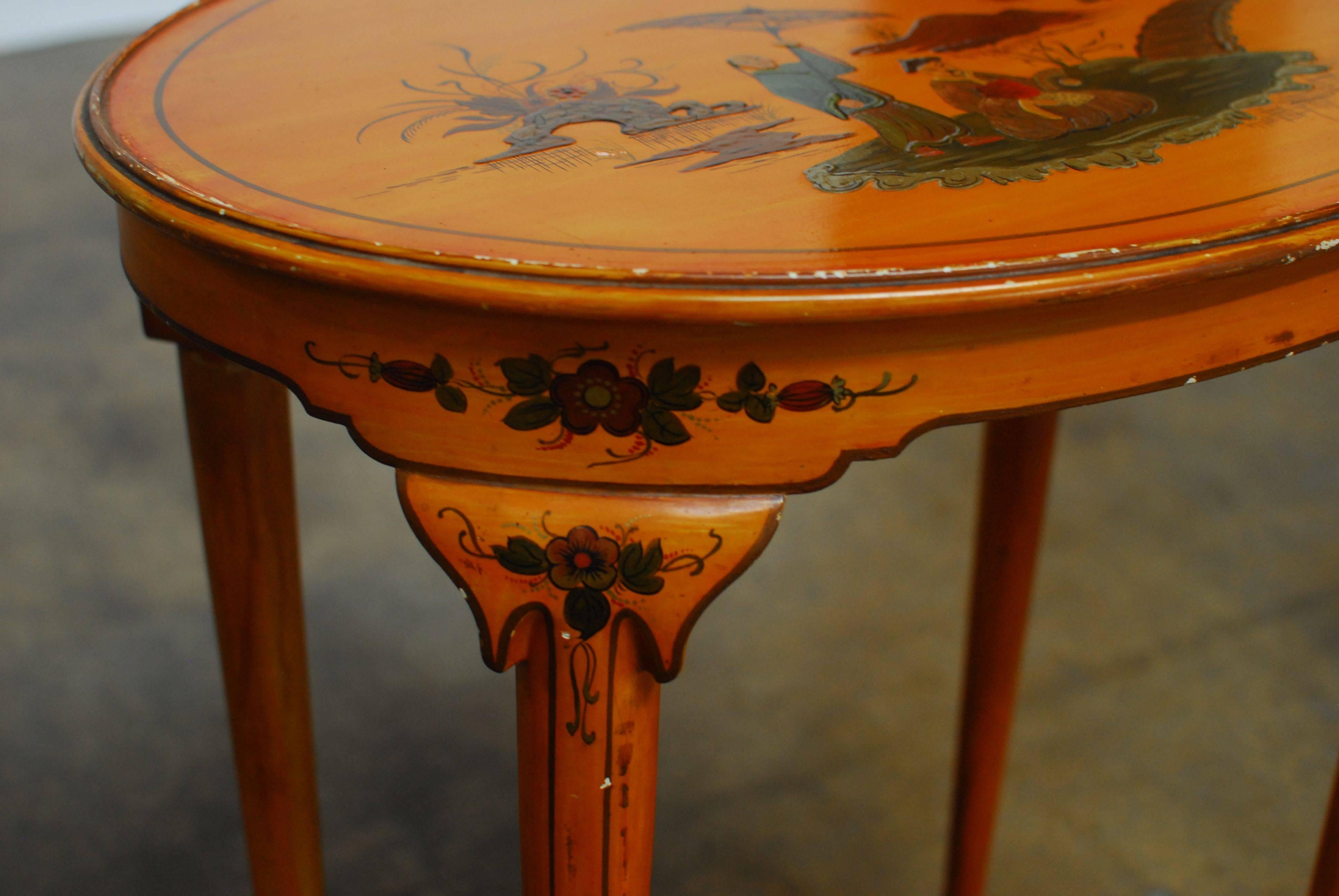 20th Century Queen Anne Style Chinoiserie Tea Table For Sale