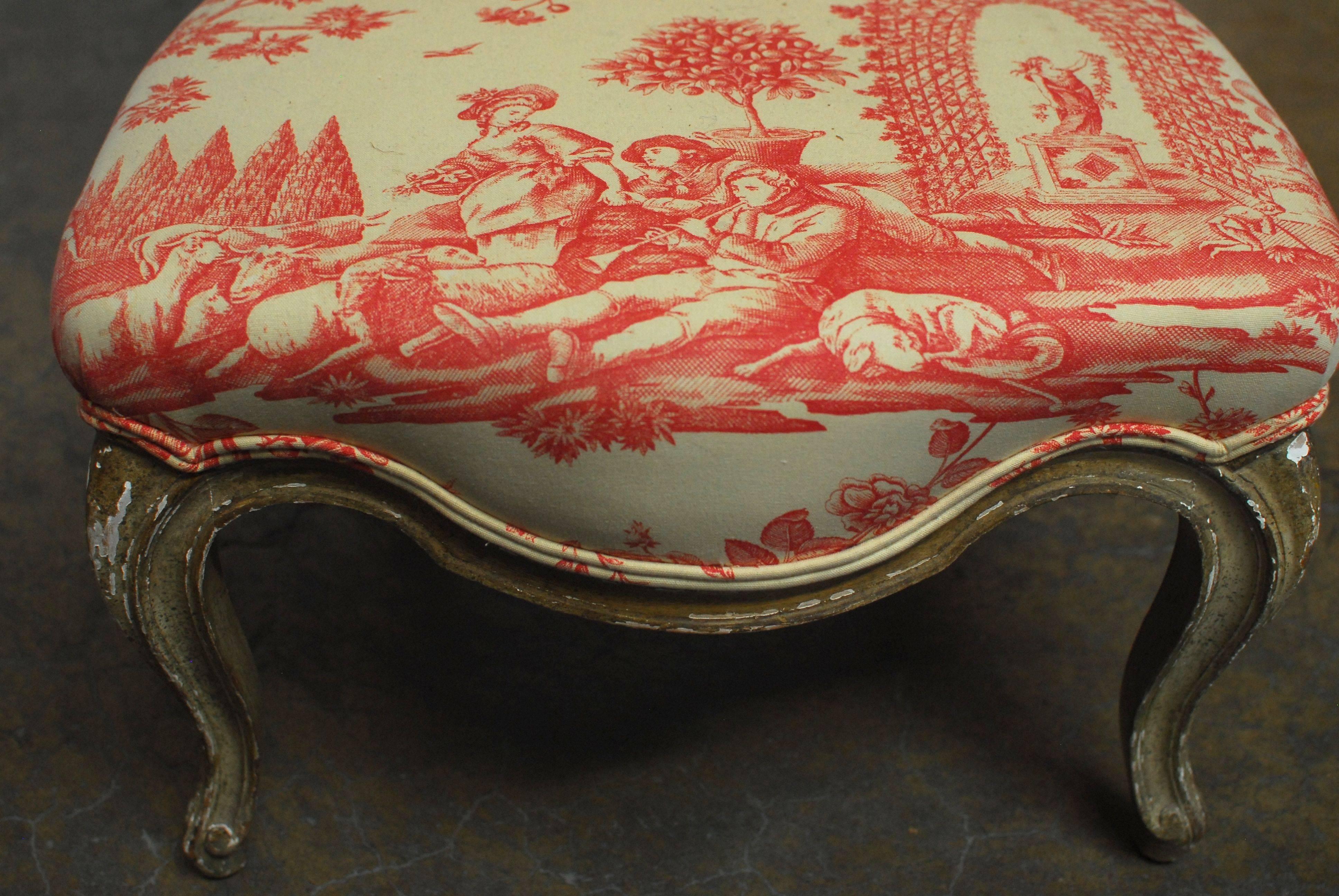 19. Jahrhundert Louis XV Toile-Sessel ohne Armlehne (Handgefertigt) im Angebot