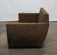 Modern Wicker Flat-Arm Sofa
