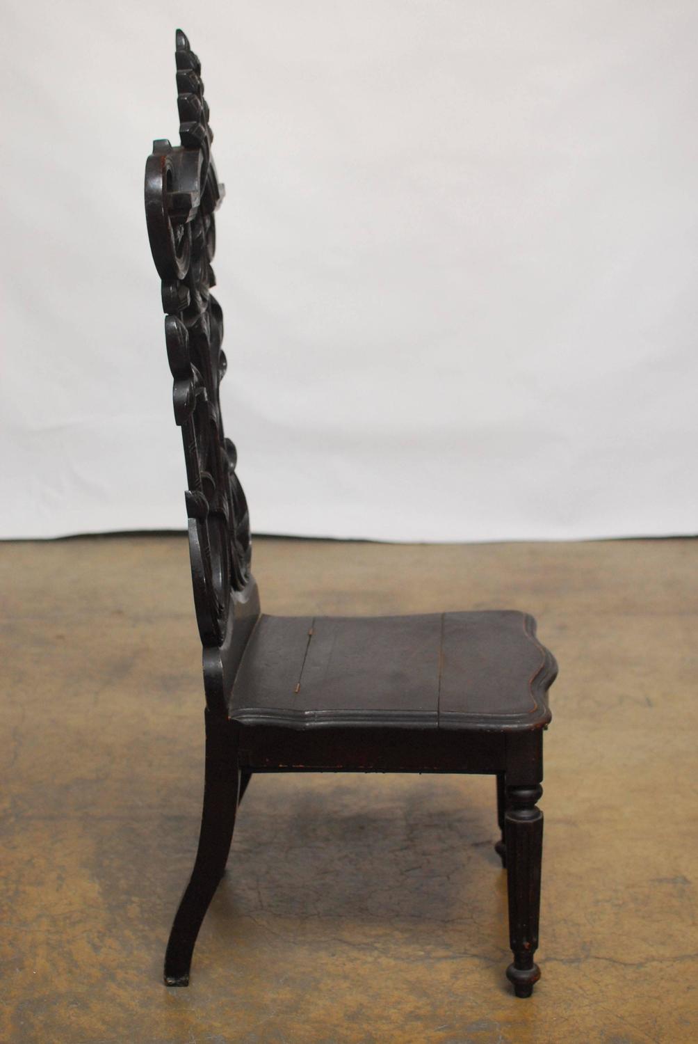 19th Century German Carved Hall Chair For Sale at 1stdibs