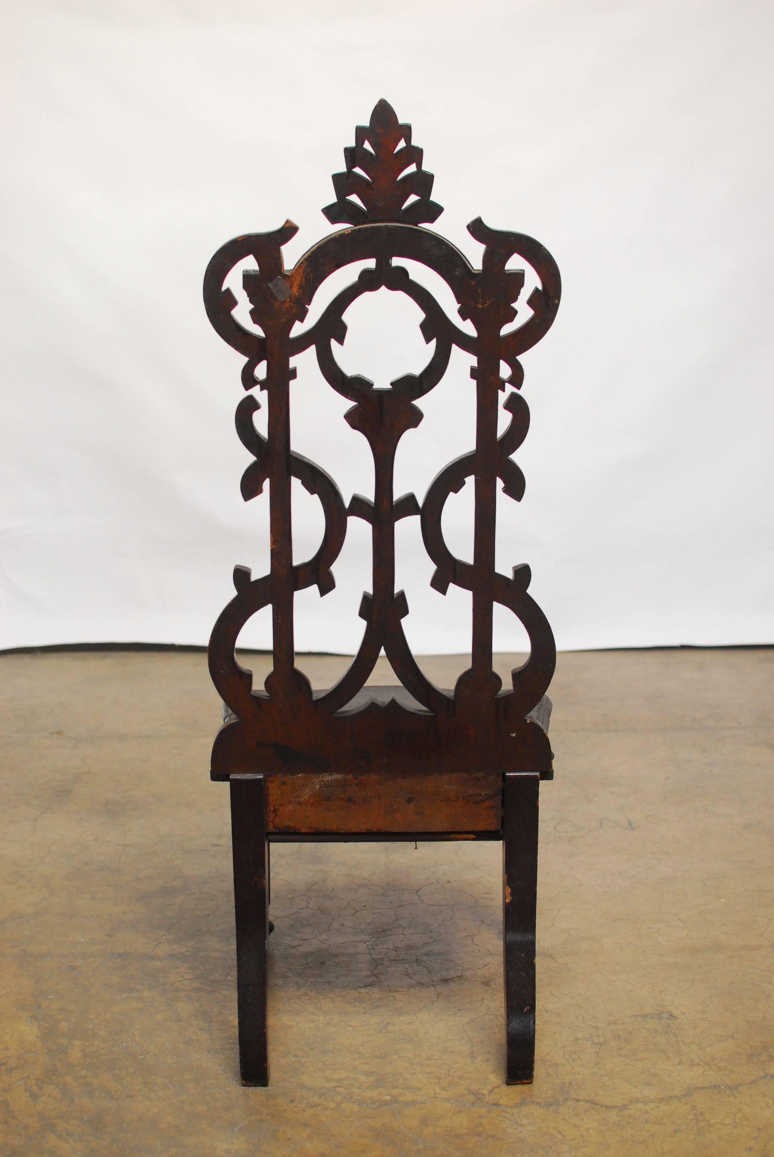 Gothic 19th Century German Carved Hall Chair