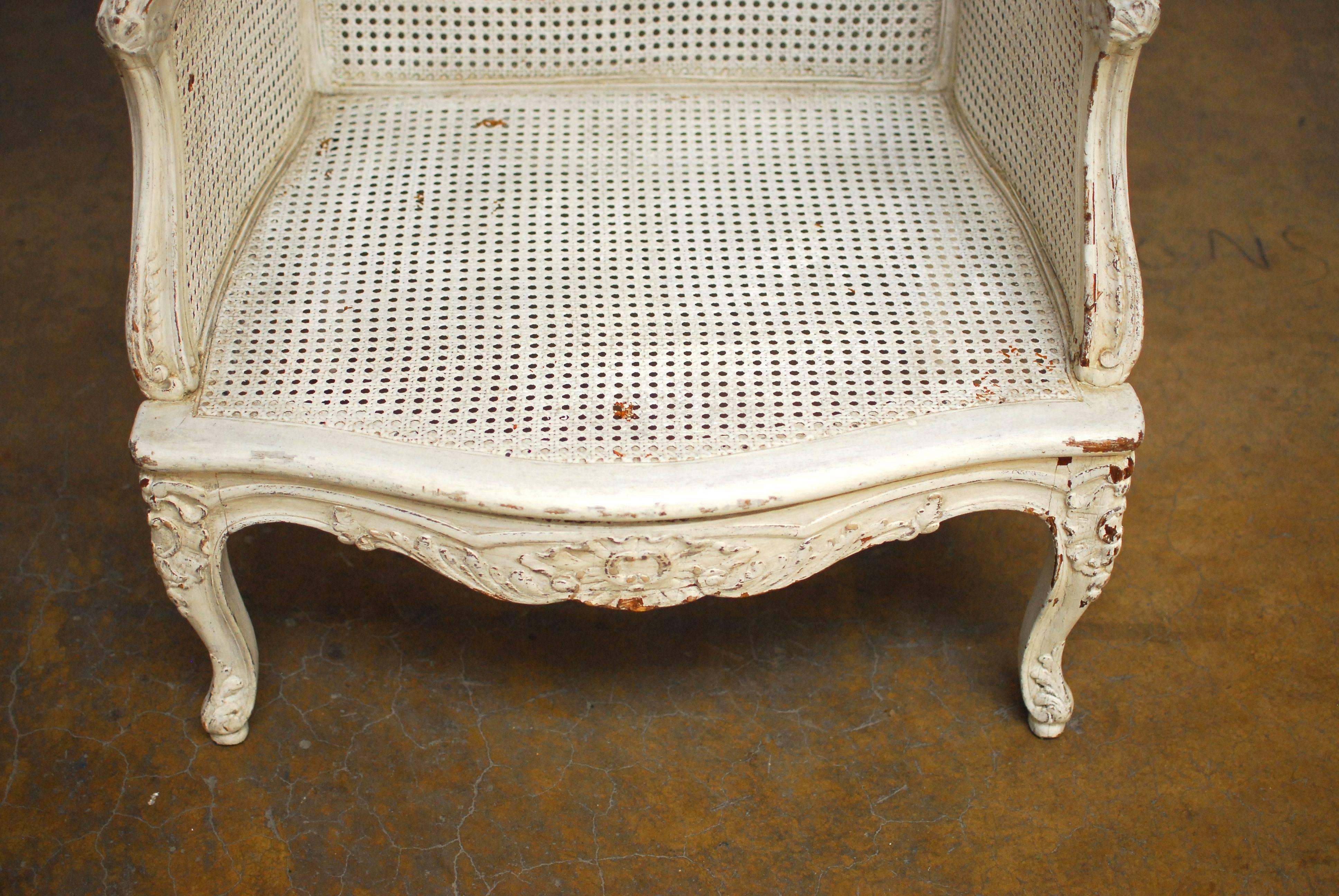 French Louis XV Cane Wingback Bergere Chair