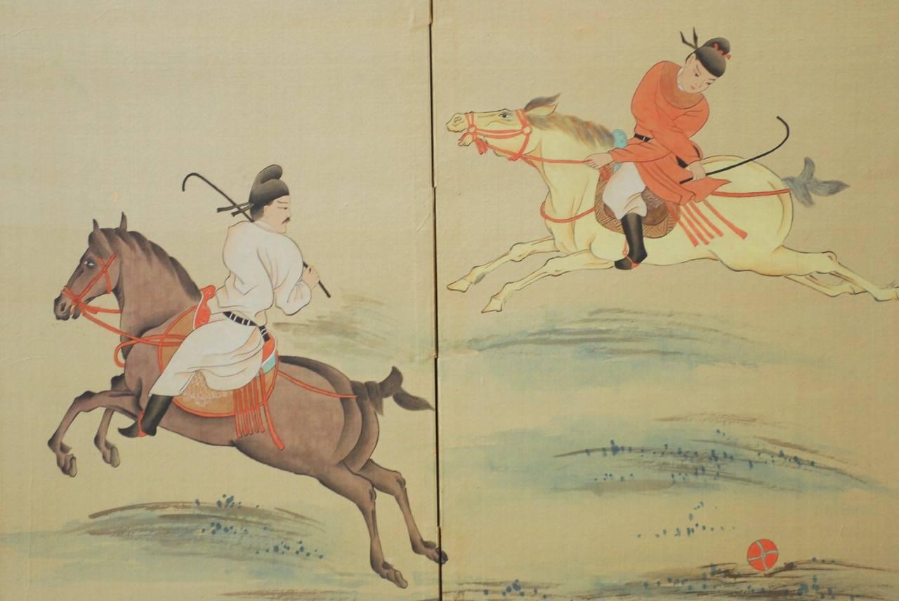 20th Century Japanese Equestrian Byobu Screen