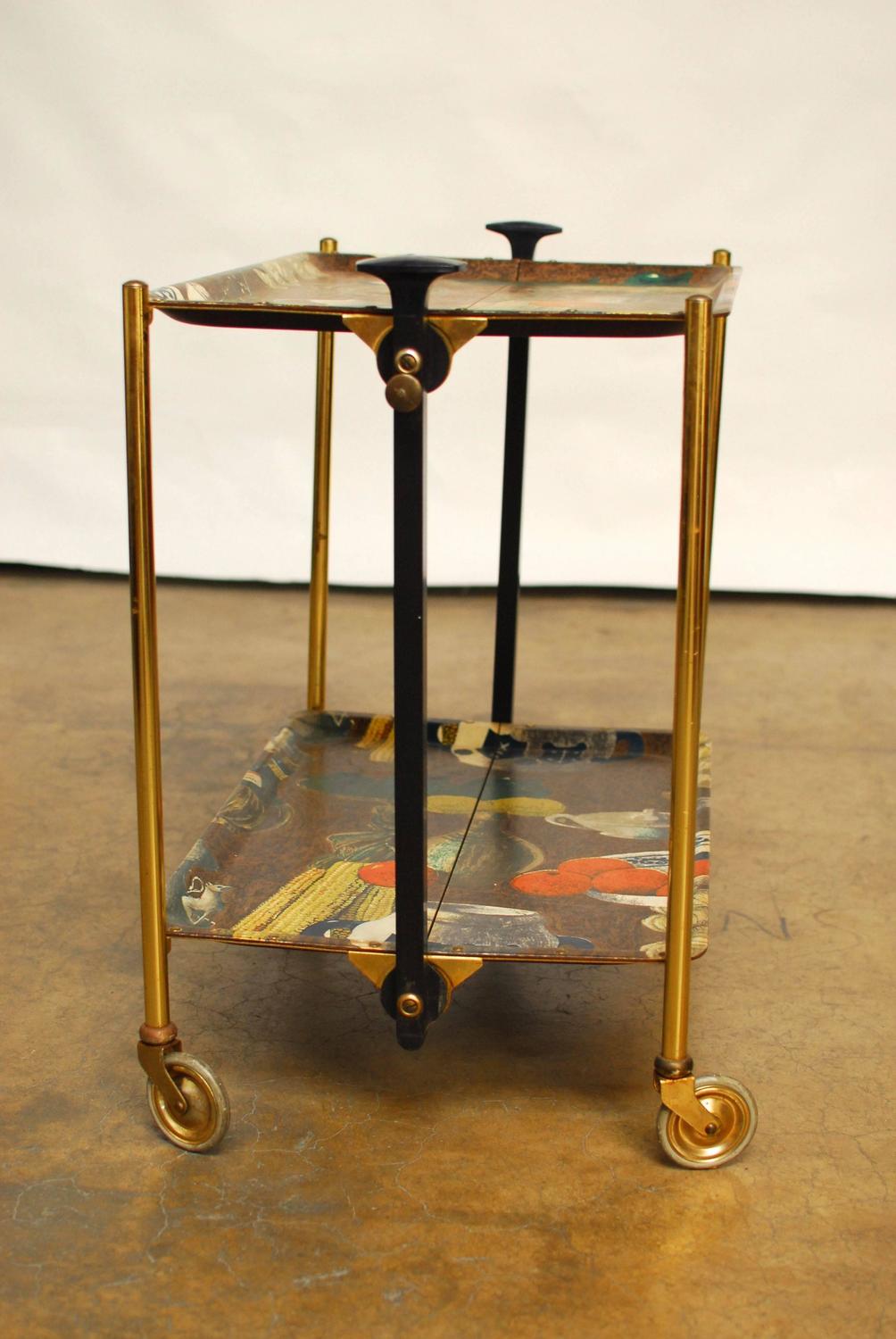 MidCentury Modern Folding Tea Cart Trolley at 1stdibs