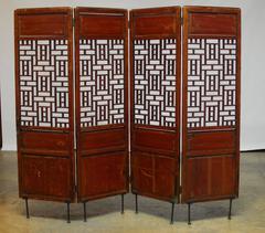 19th Century Chinese Lattice Panel Screen