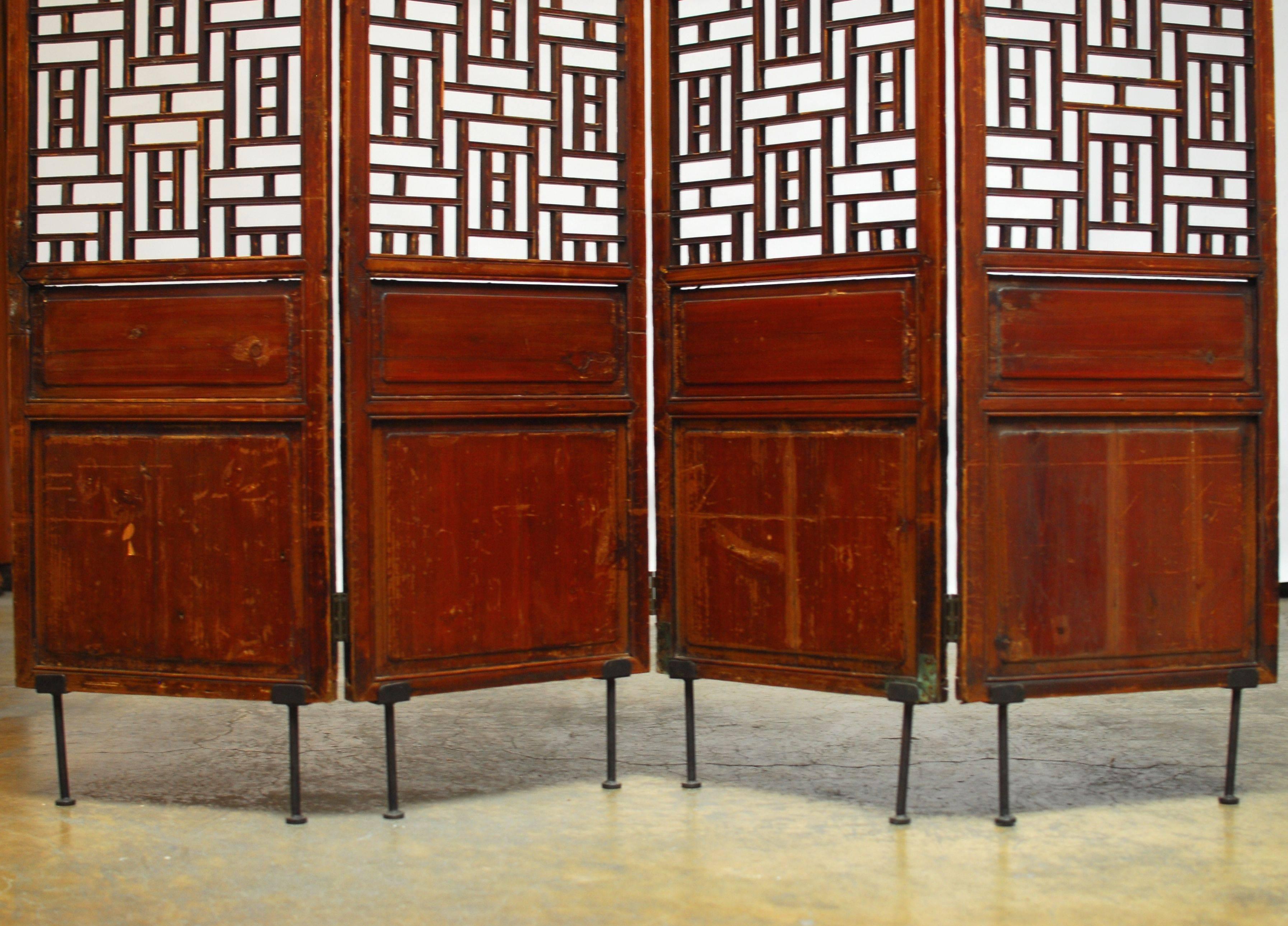 Qing 19th Century Chinese Lattice Panel Screen