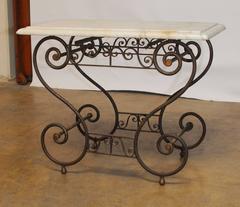 19th Century French Iron and Marble Baker's Table