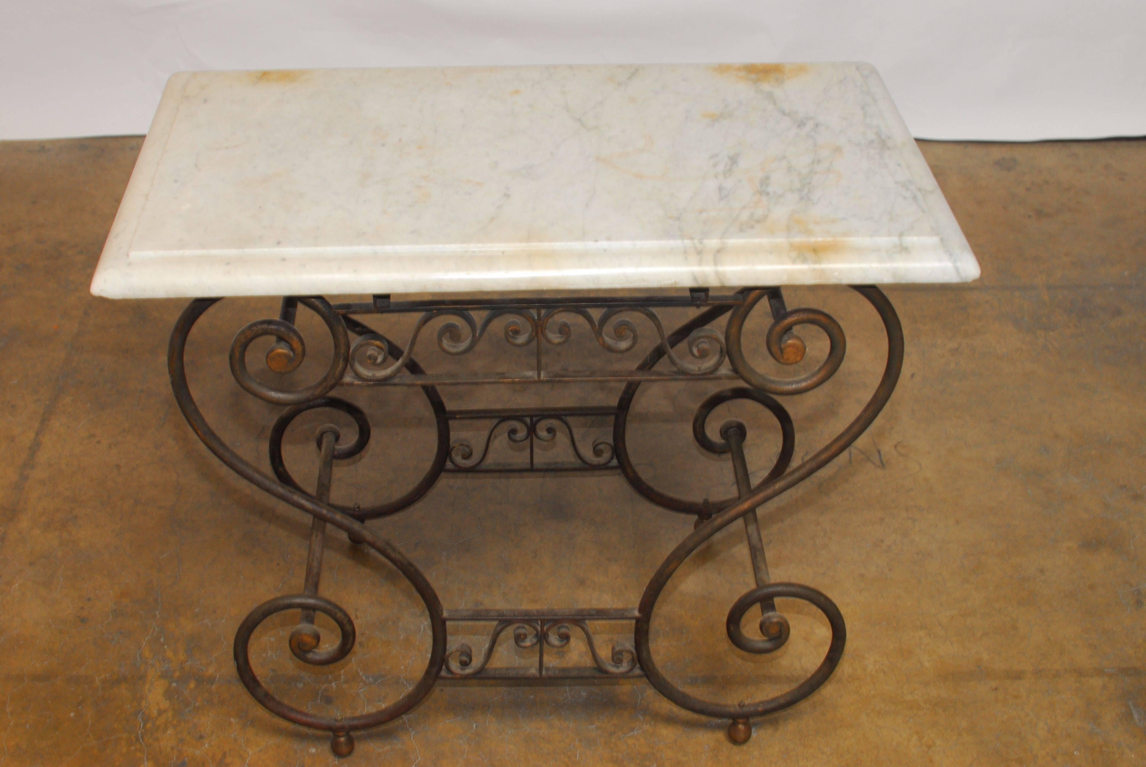 Belle Époque 19th Century French Iron and Marble Baker's Table