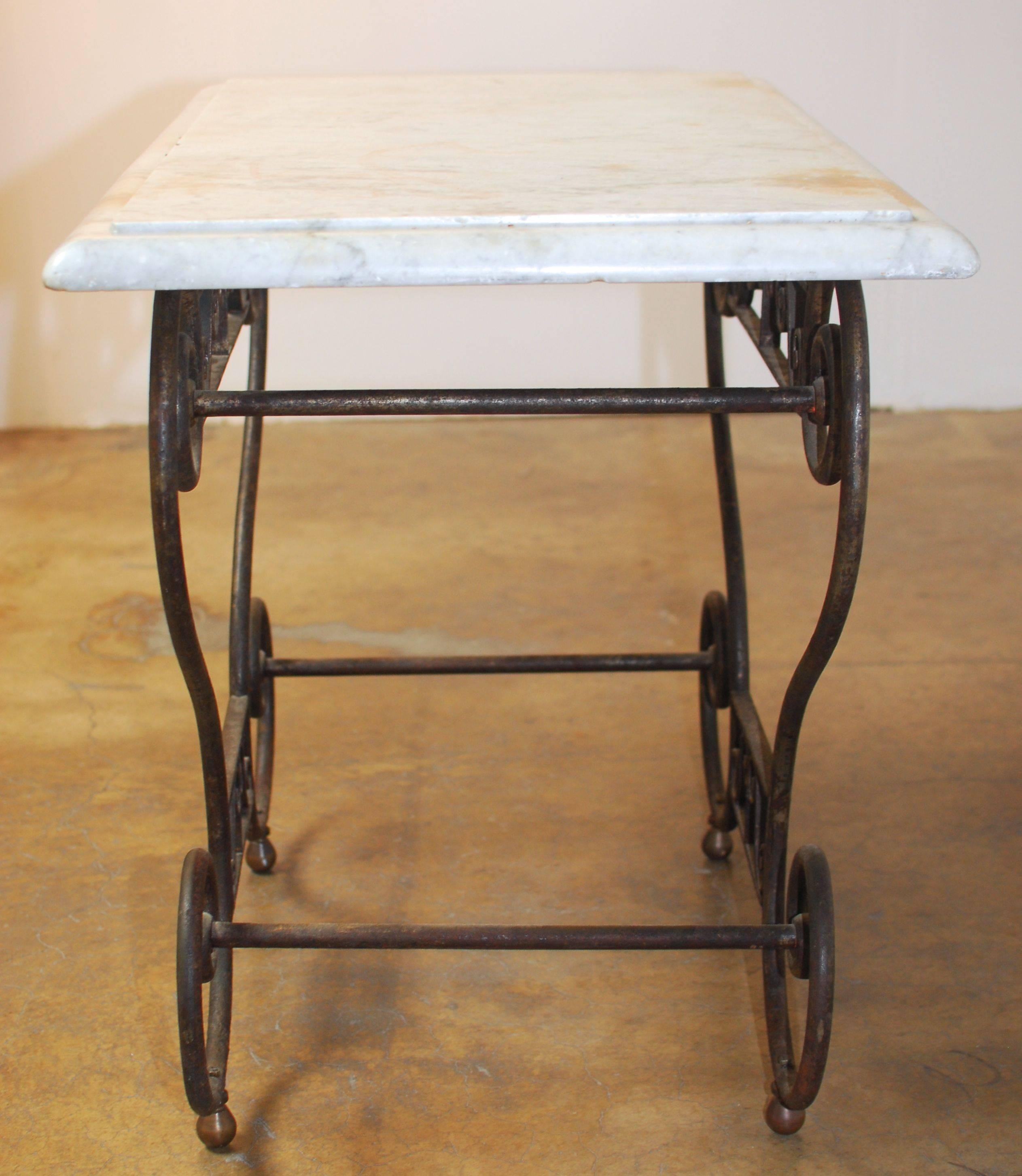 19th Century French Iron and Marble Baker's Table 3