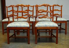 Chippendale Ladder Back Toile Dining Chairs