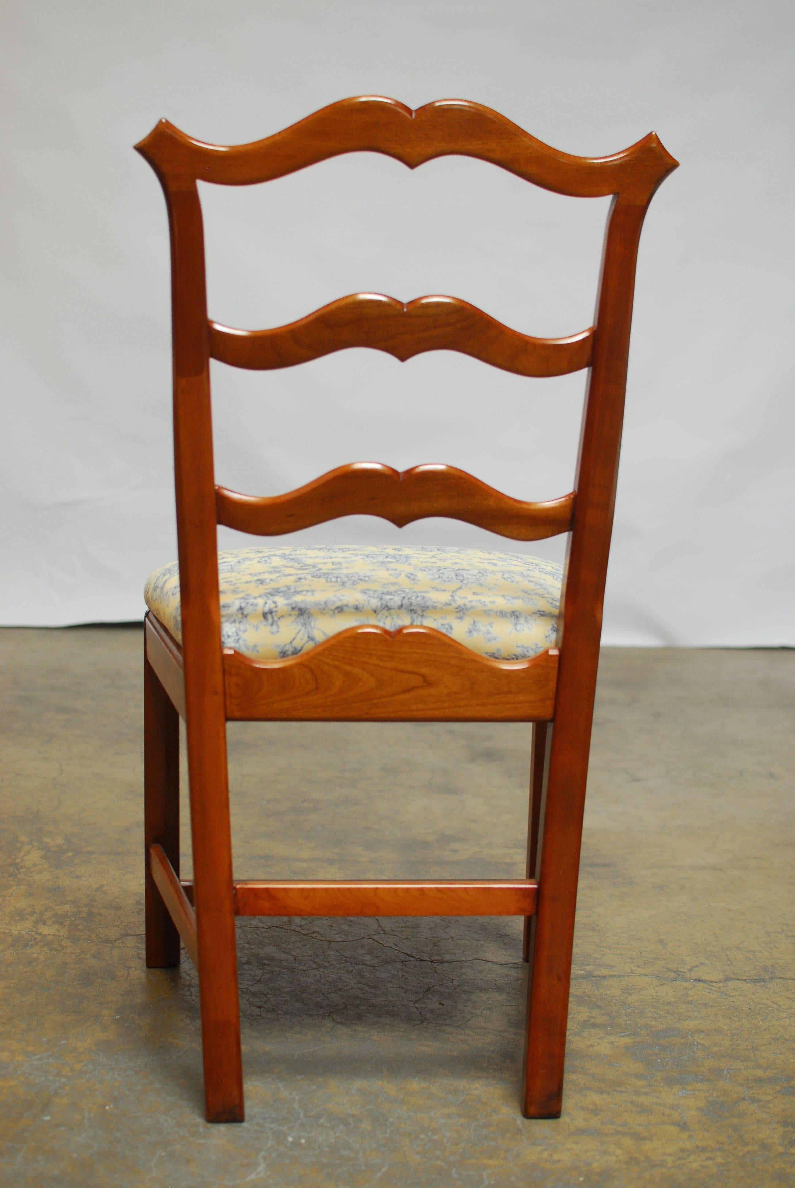 American Chippendale Ladder Back Toile Dining Chairs