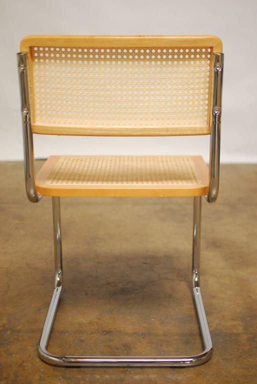 Marcel Breuer Style Chrome and Cane Chair Set at 1stDibs