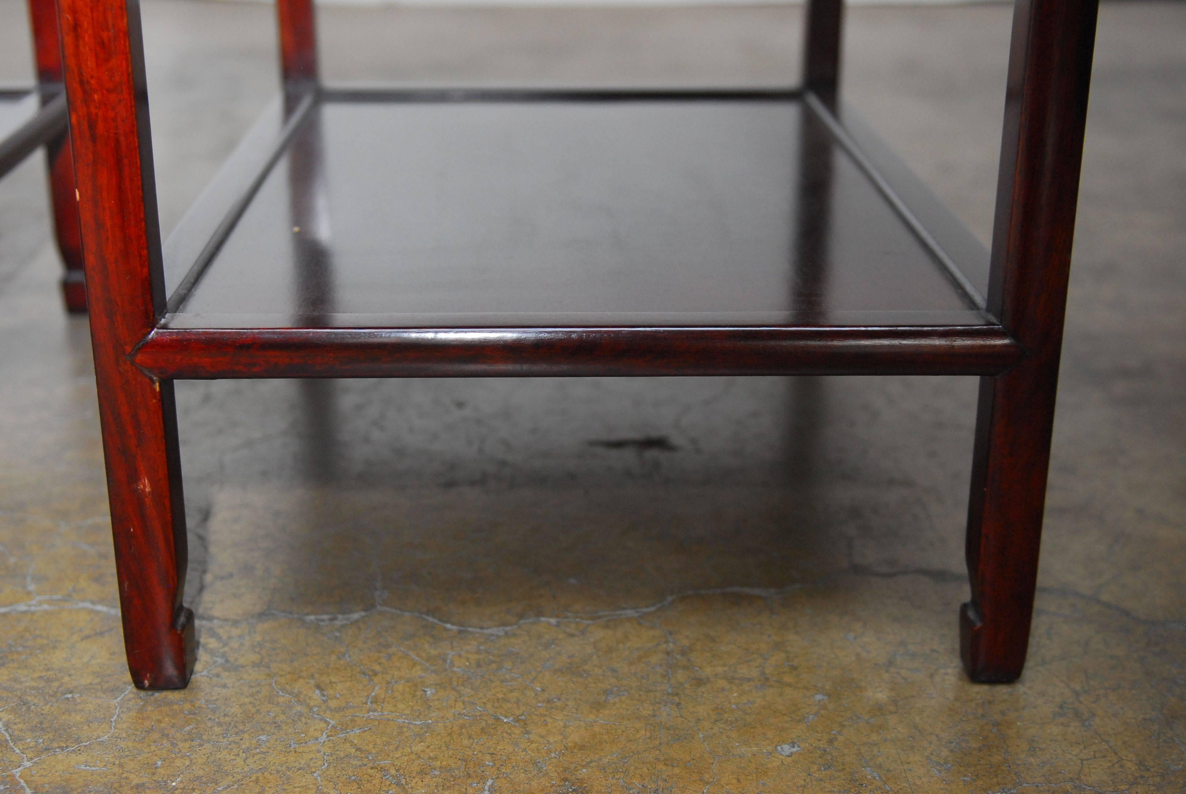 Pair of Ming Style Asian Rosewood Side Tables In Excellent Condition In Rio Vista, CA