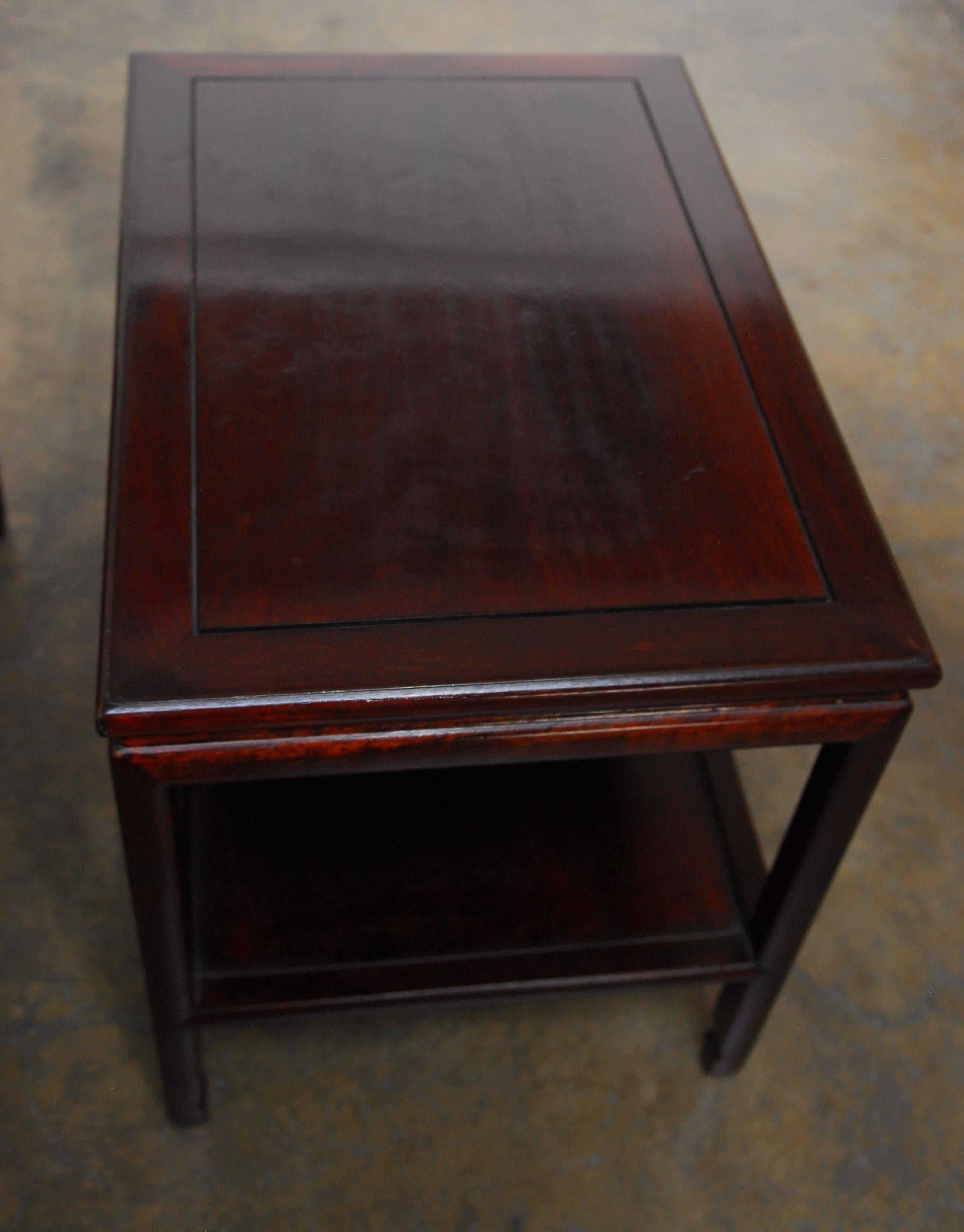 Pair of Ming Style Asian Rosewood Side Tables 1
