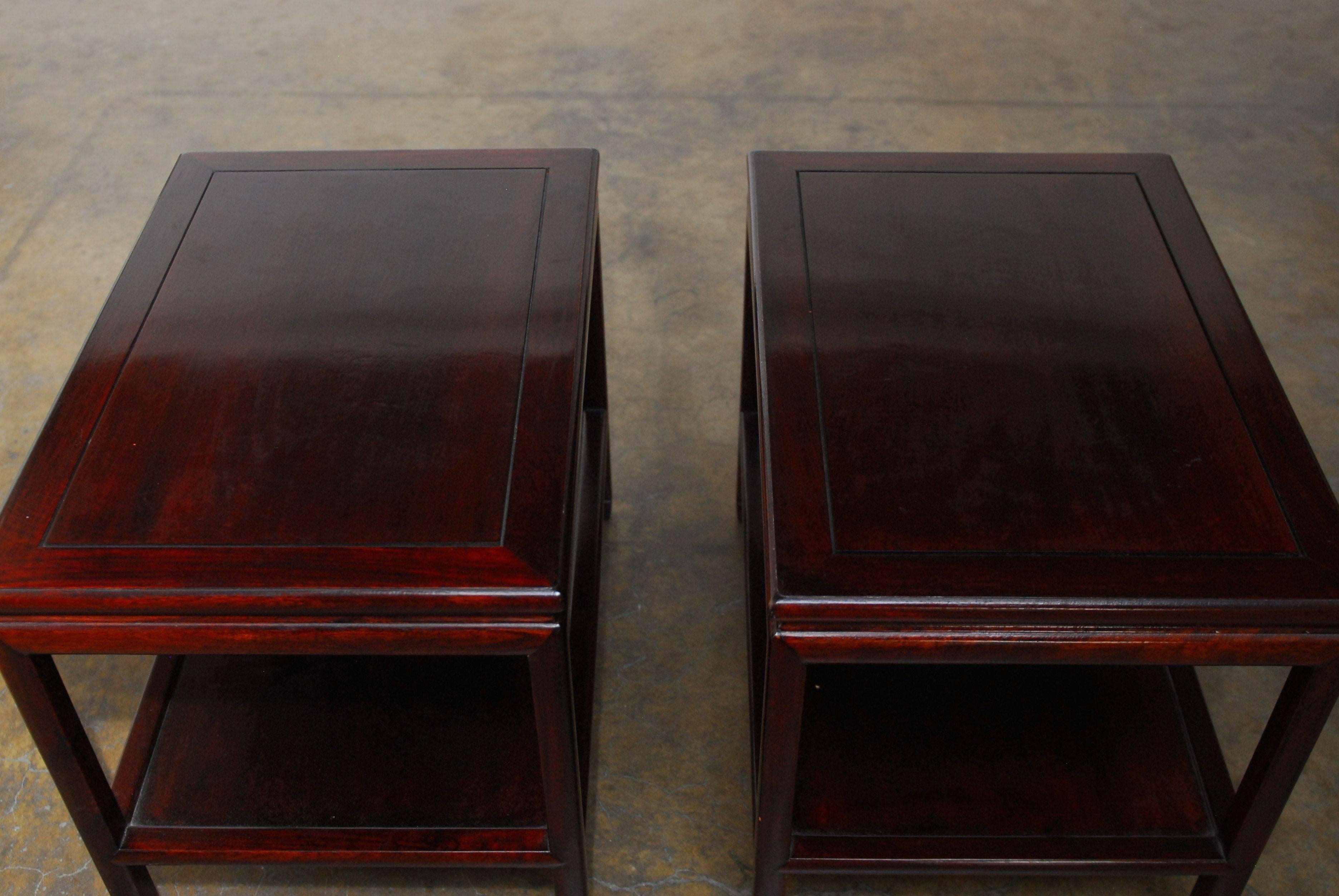 Thai Pair of Ming Style Asian Rosewood Side Tables