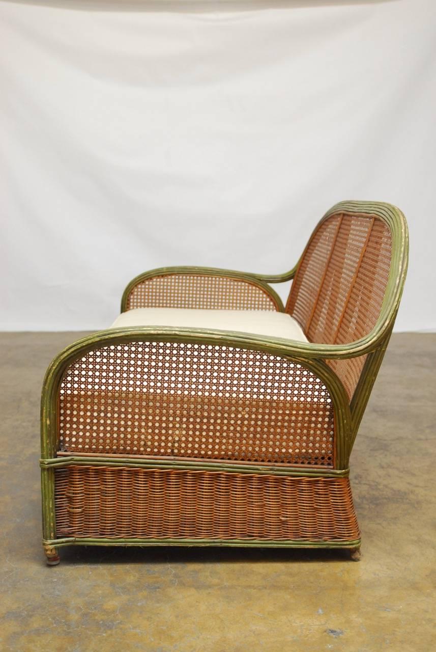 French Art Deco Wicker and Cane Settee 2