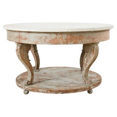 Monumental Swedish Gustavian Style Marble Top Center Table