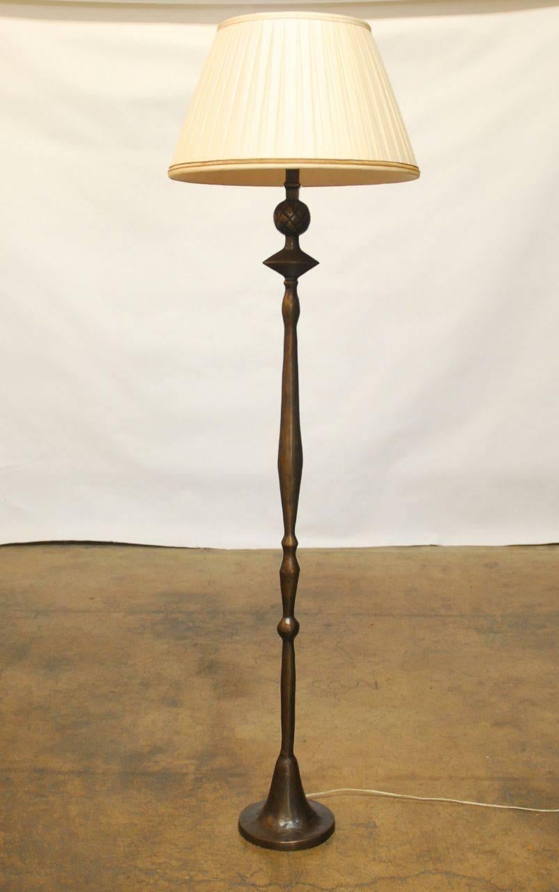Giacometti Style Solid Bronze Pomme De Pin Floor Lamp In Excellent Condition In Rio Vista, CA