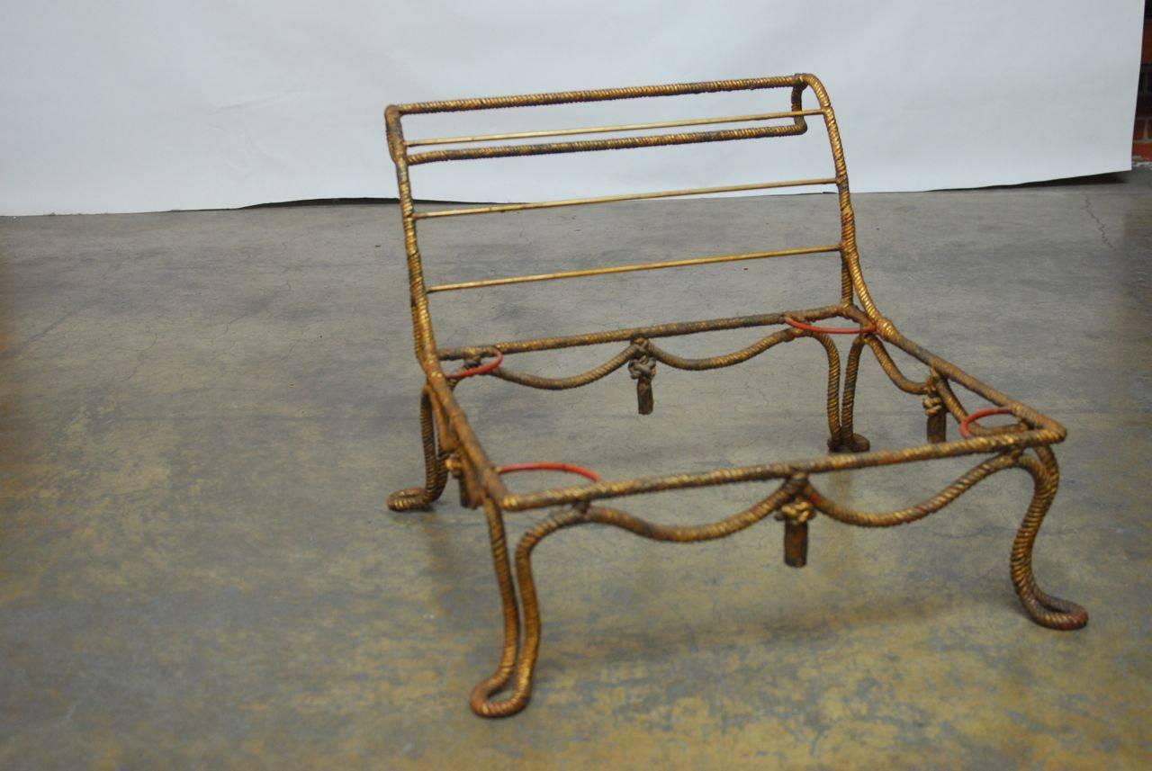 20th Century Napoleon III Gilt Rope-Twist Slipper Chair