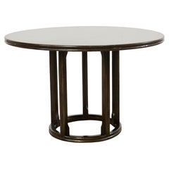 McGuire Midcentury Organic Modern Round Oak Rattan Dining Table