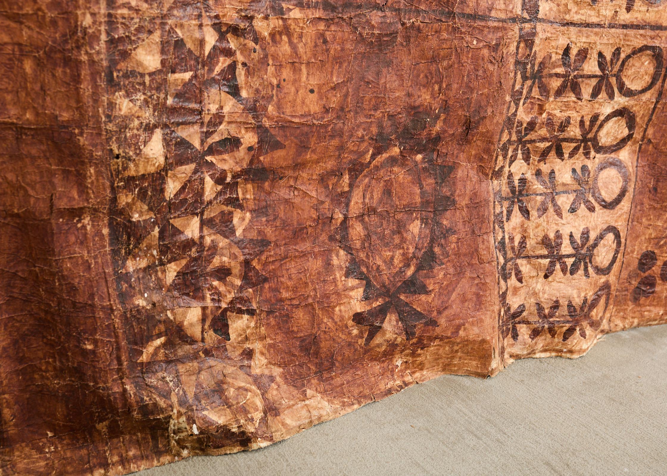 Stammes-Stil 12 Ft polynesischen Tapa Rinde Tuch aus Tonga im Angebot 8