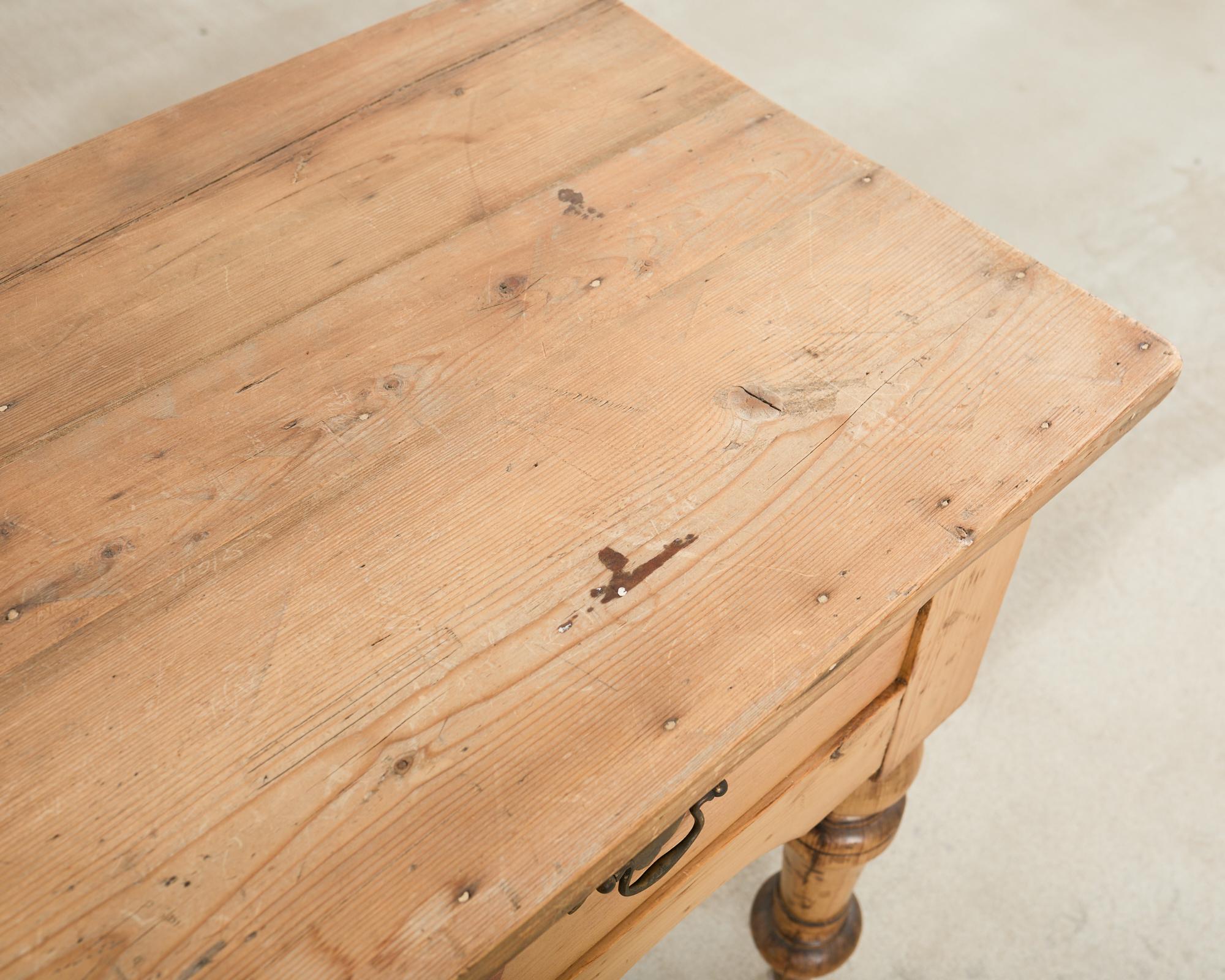19th Century Country English Provincial Pine Dresser Console Table For Sale 13