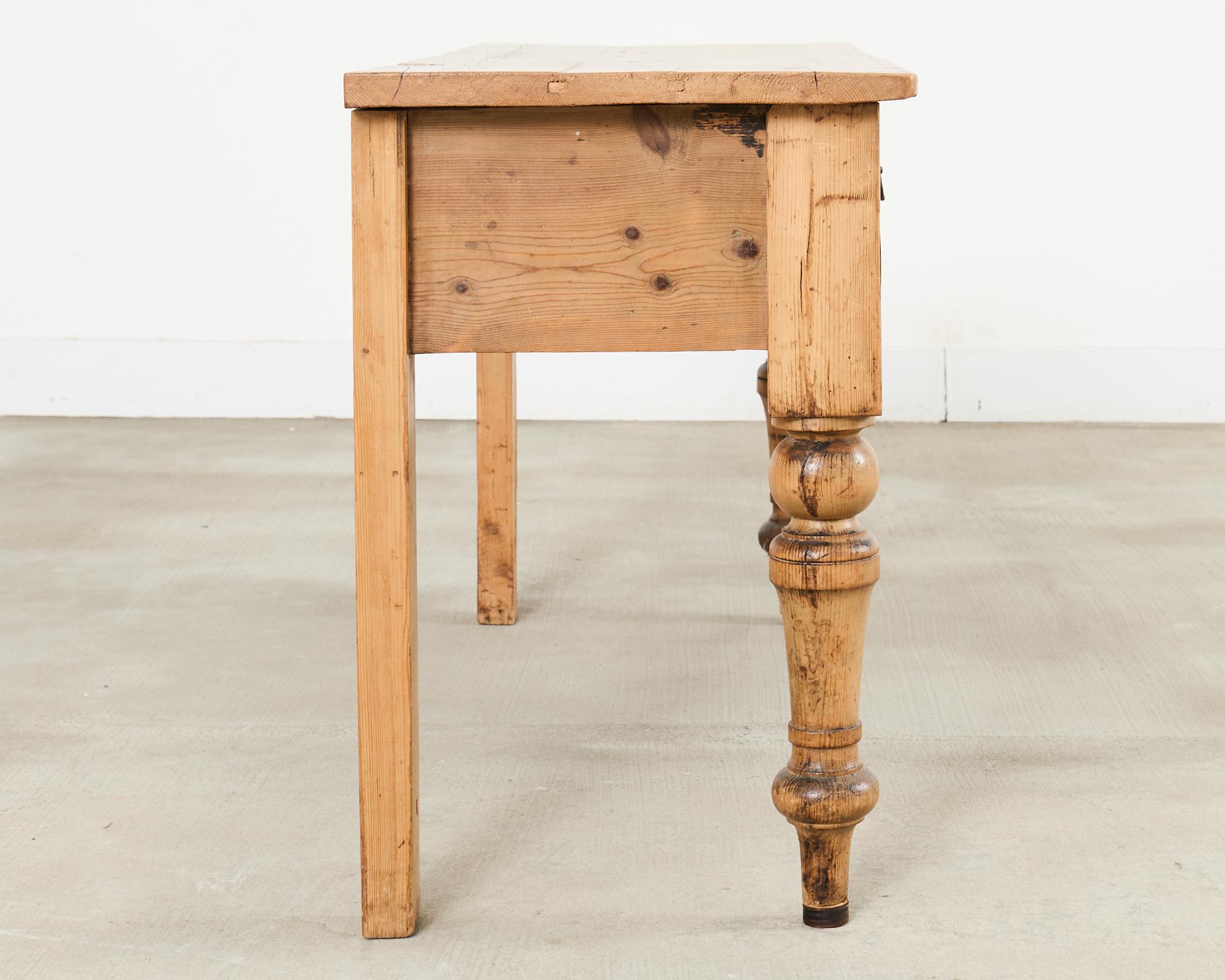 19th Century Country English Provincial Pine Dresser Console Table For Sale 1
