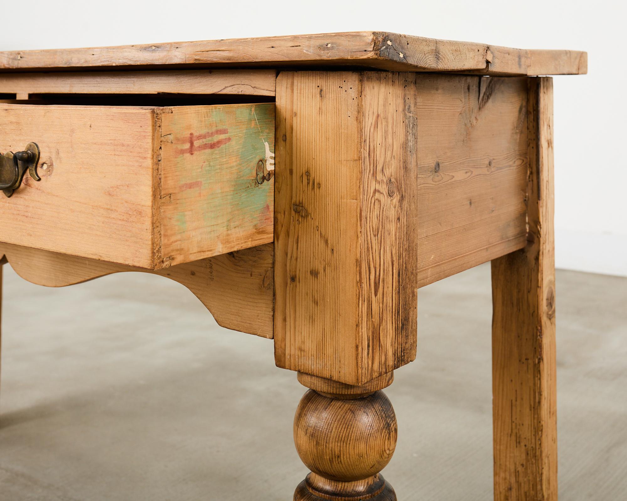 19th Century Country English Provincial Pine Dresser Console Table For Sale 4