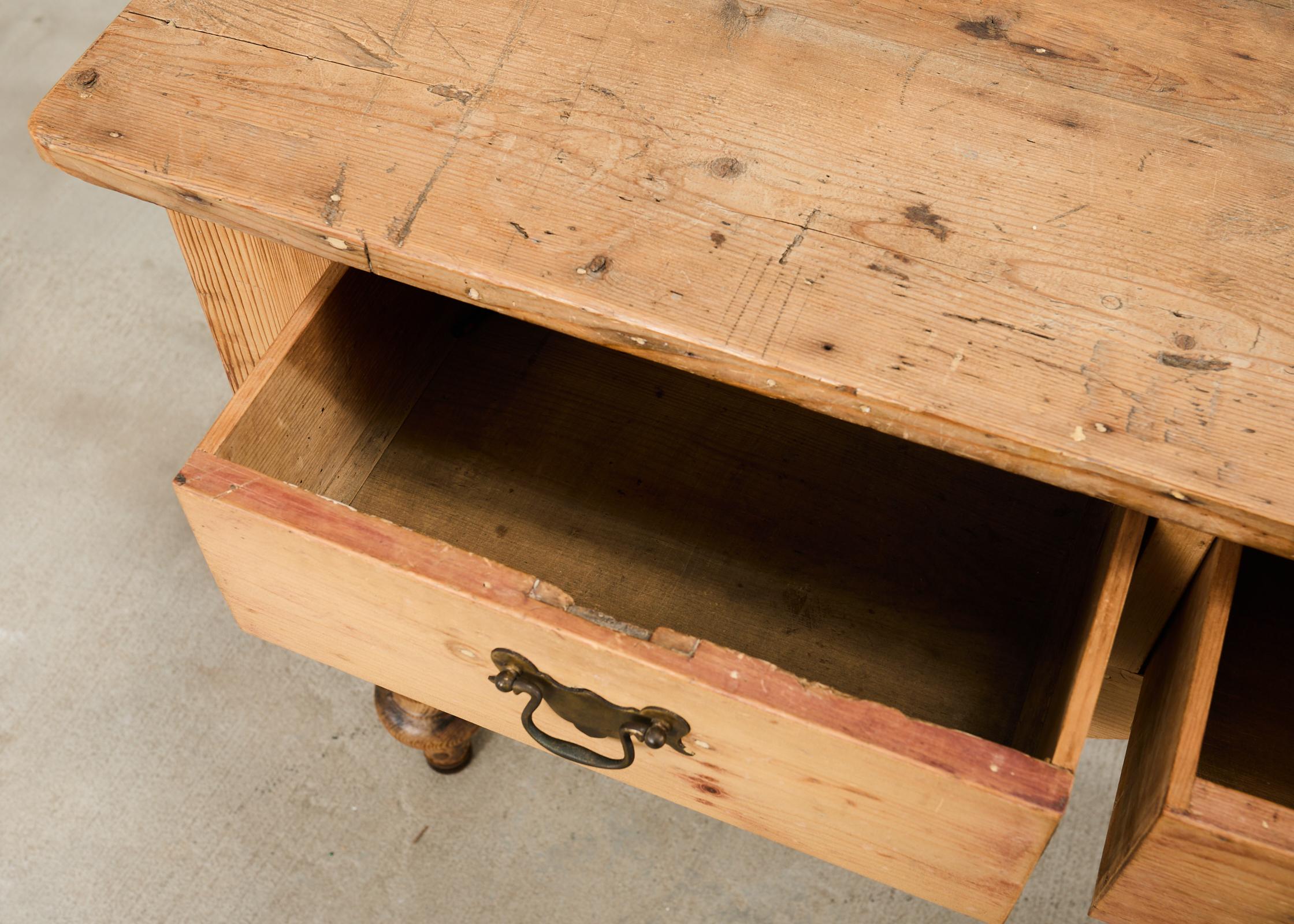 19th Century Country English Provincial Pine Dresser Console Table For Sale 7