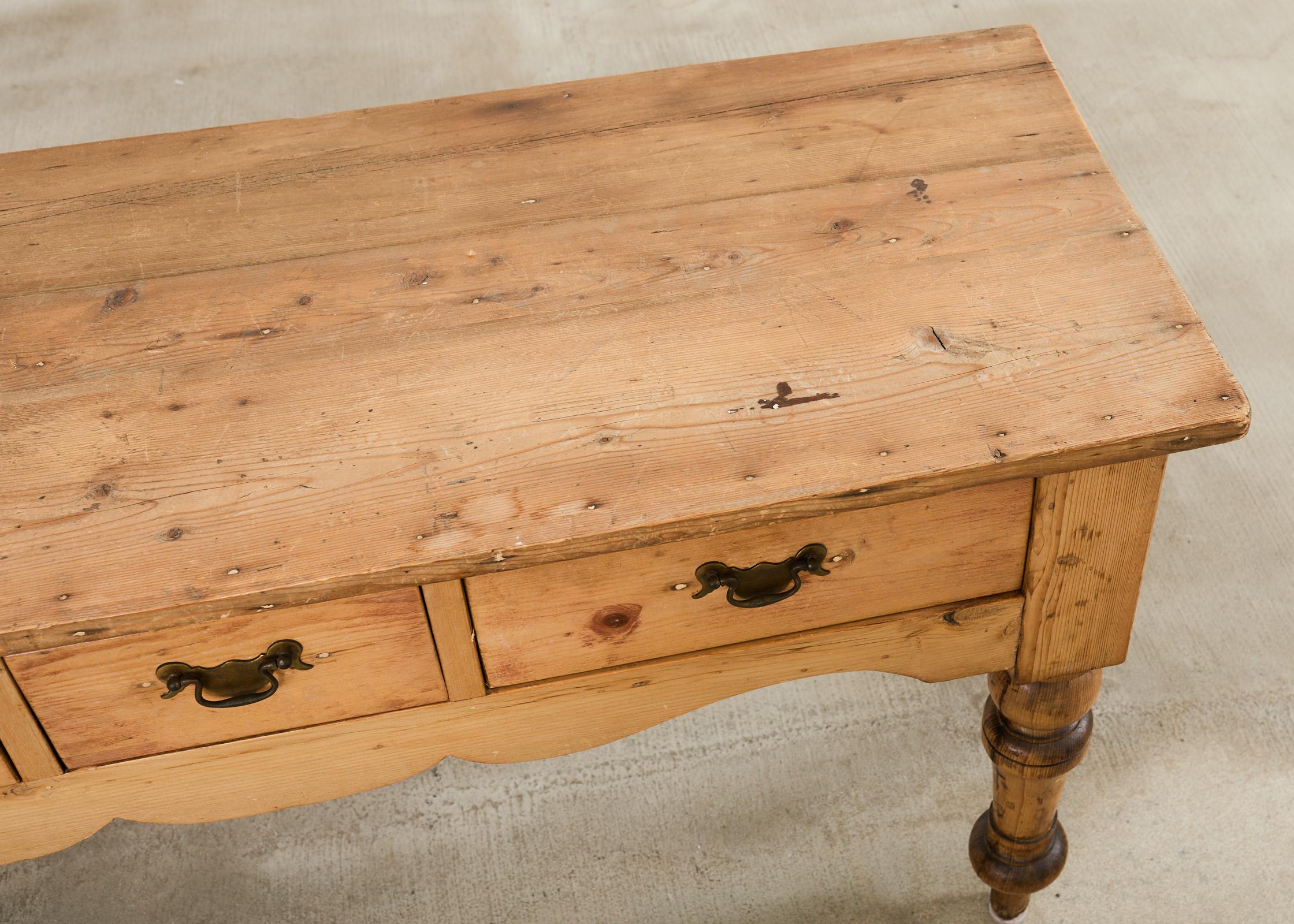 19th Century Country English Provincial Pine Dresser Console Table For Sale 3