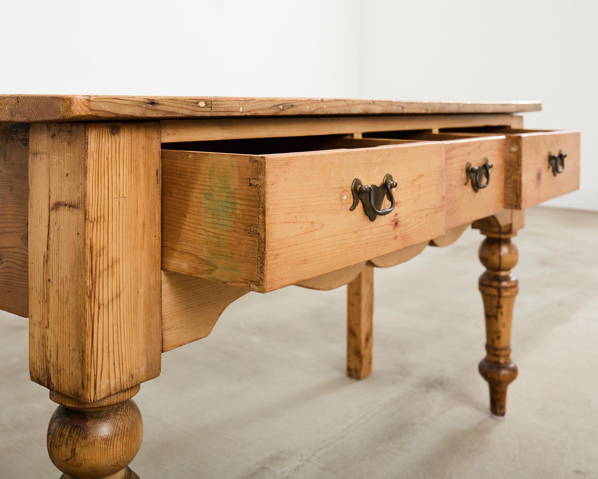 19th Century Country English Provincial Pine Dresser Console Table For Sale 6
